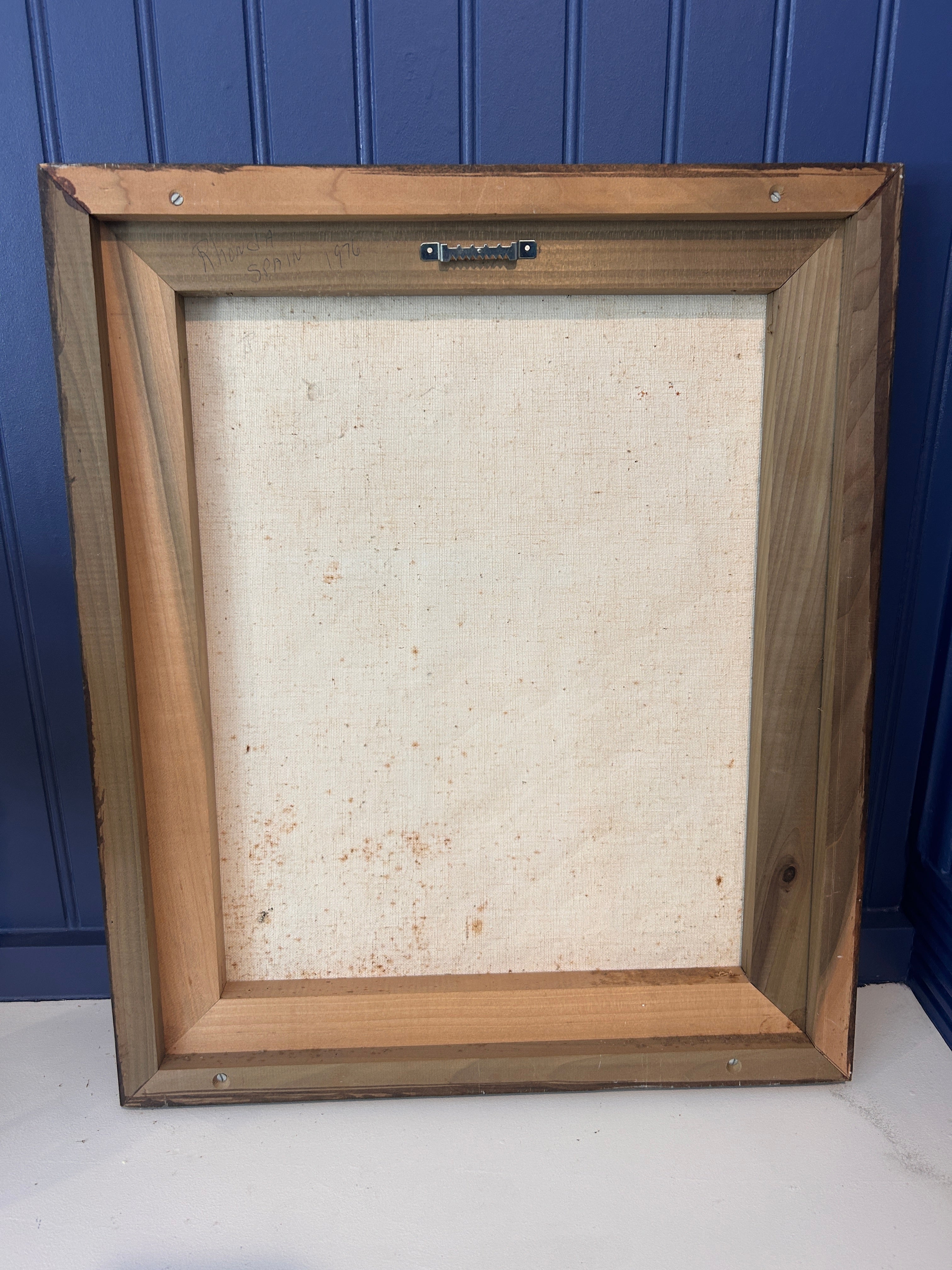 Vintage Signed Original European Bridge Landscape Oil Painting