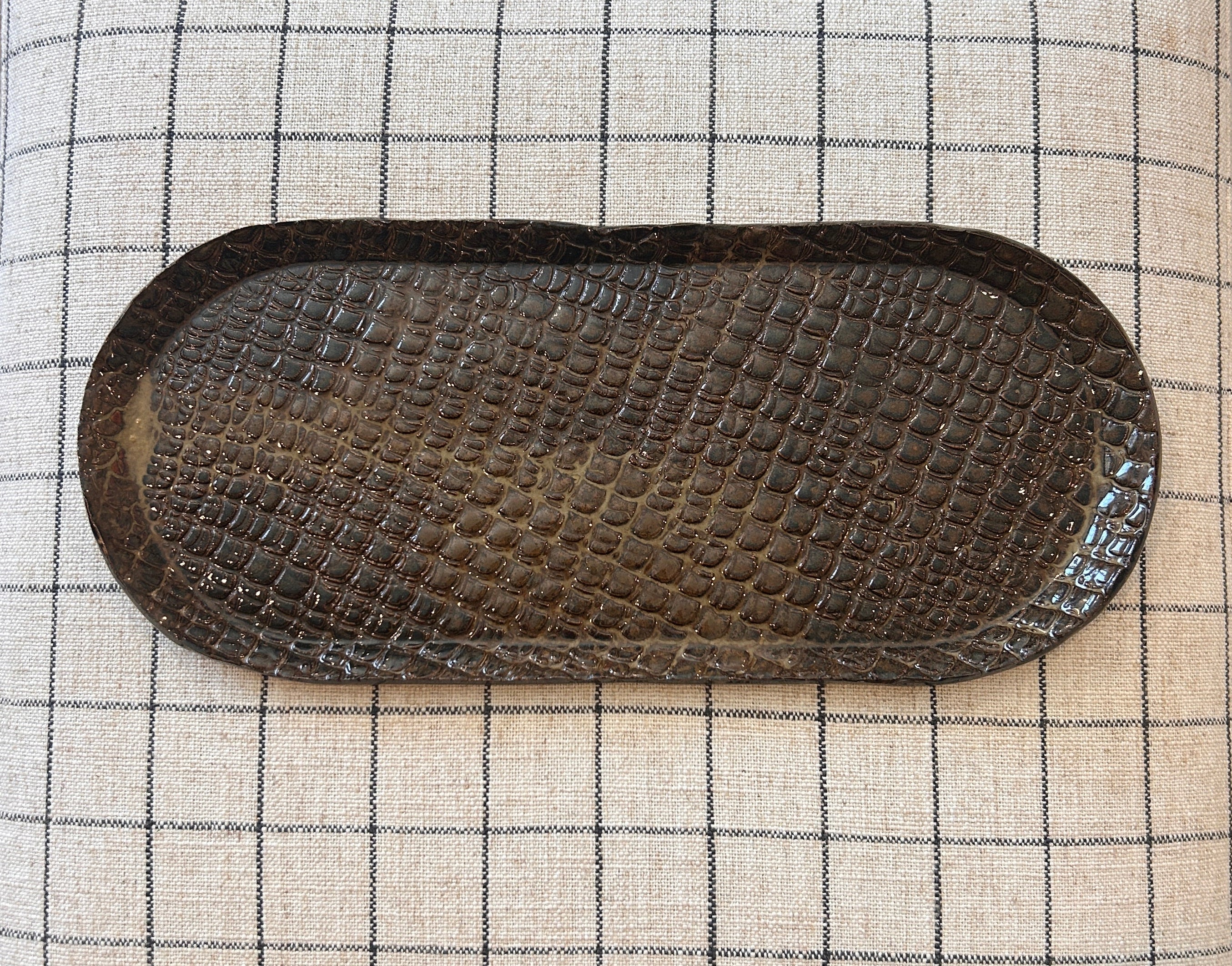 Studio Pottery Textured Stoneware Tray