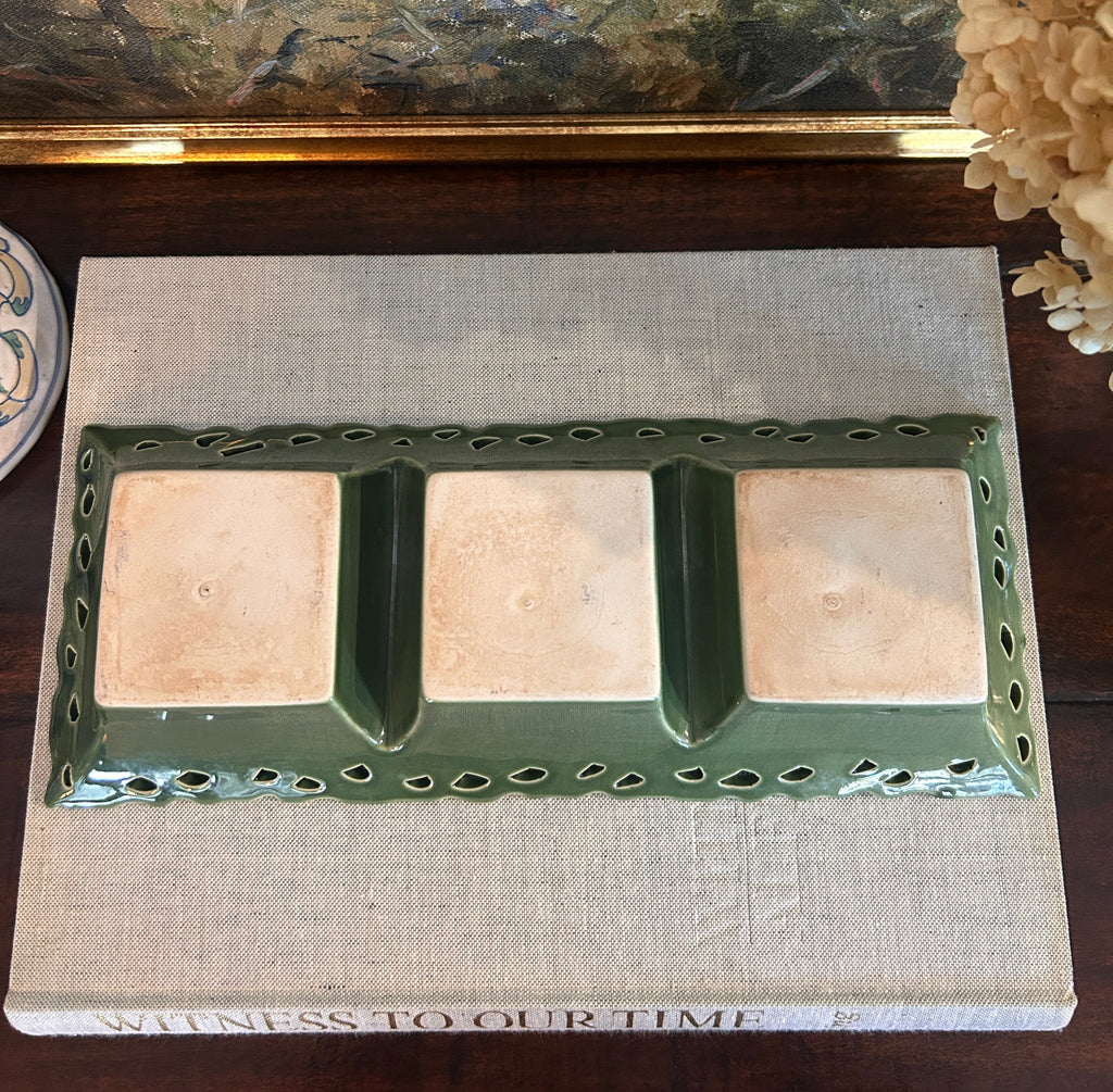 Vintage Green Divided Serving Dish (Relish Tray)