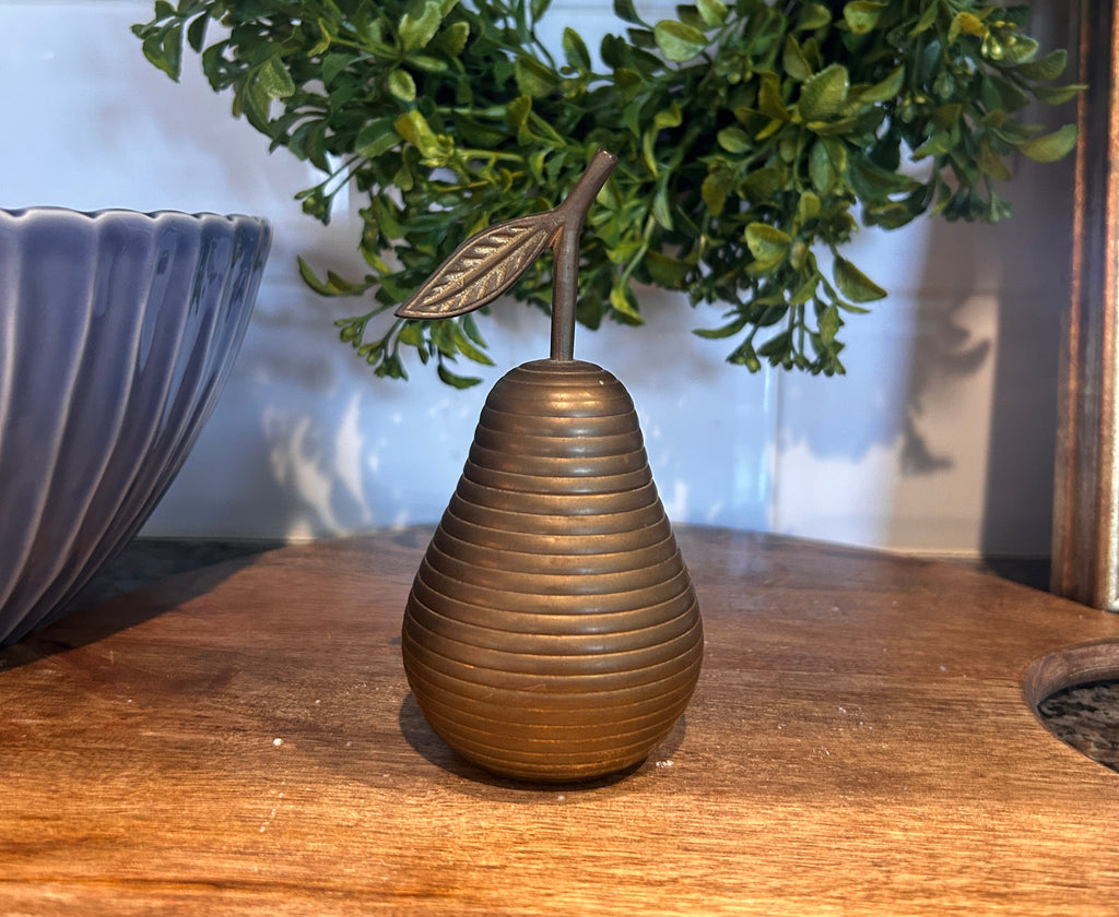 Vintage Ribbed Brass Pear Figure
