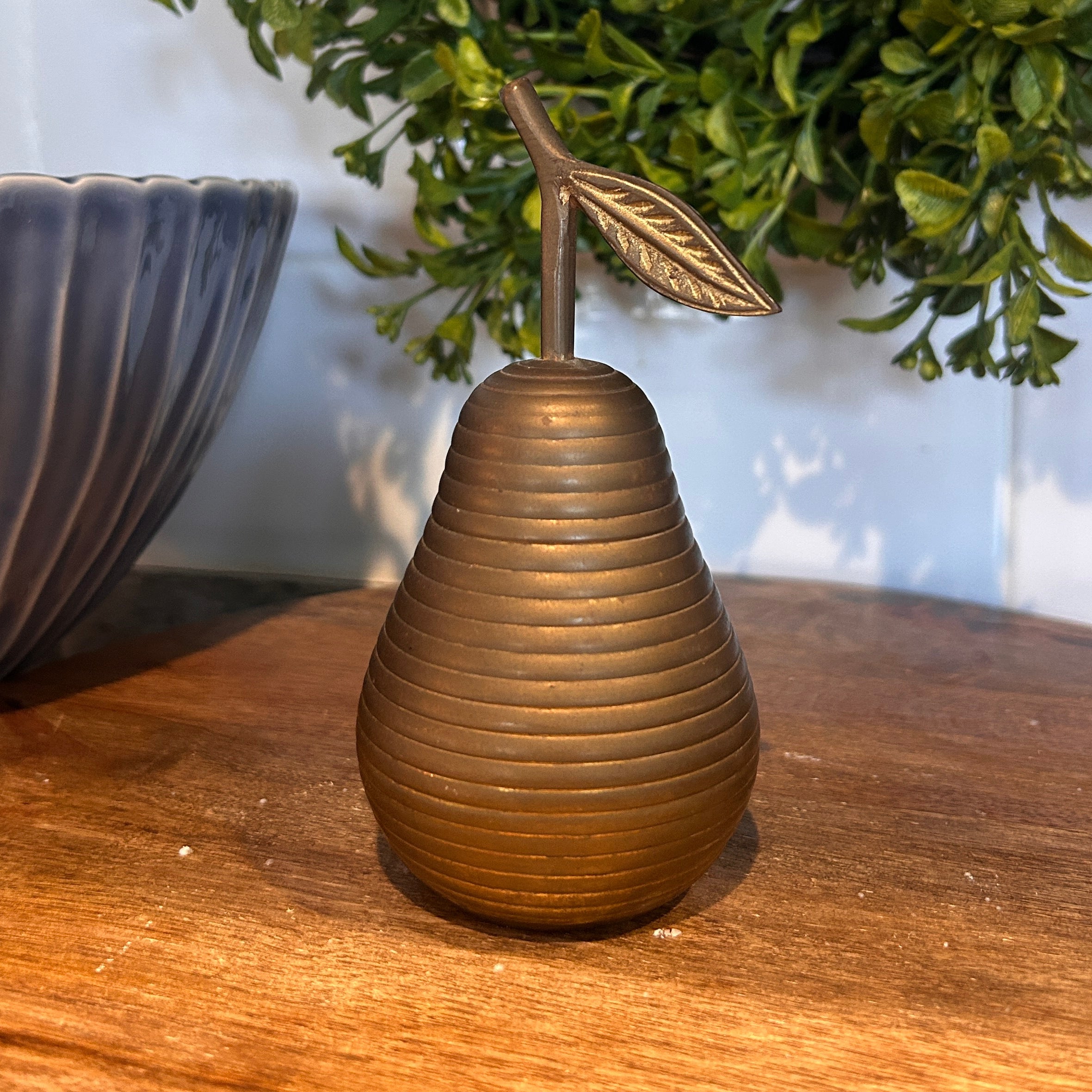 Vintage Ribbed Brass Pear Figure
