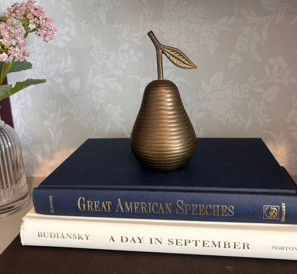 Vintage Ribbed Brass Pear Figure