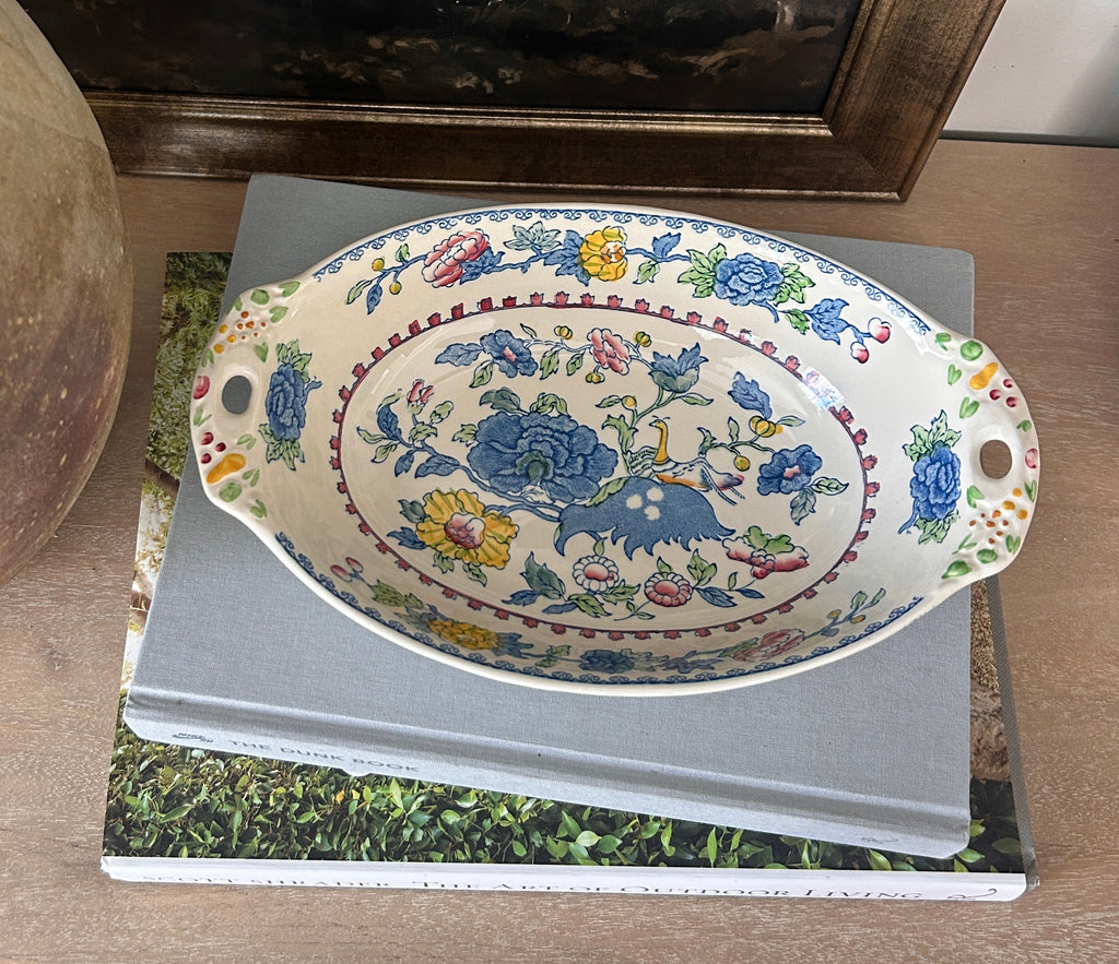 Vintage Mason's Patent English Ironstone Oval Serving Bowl