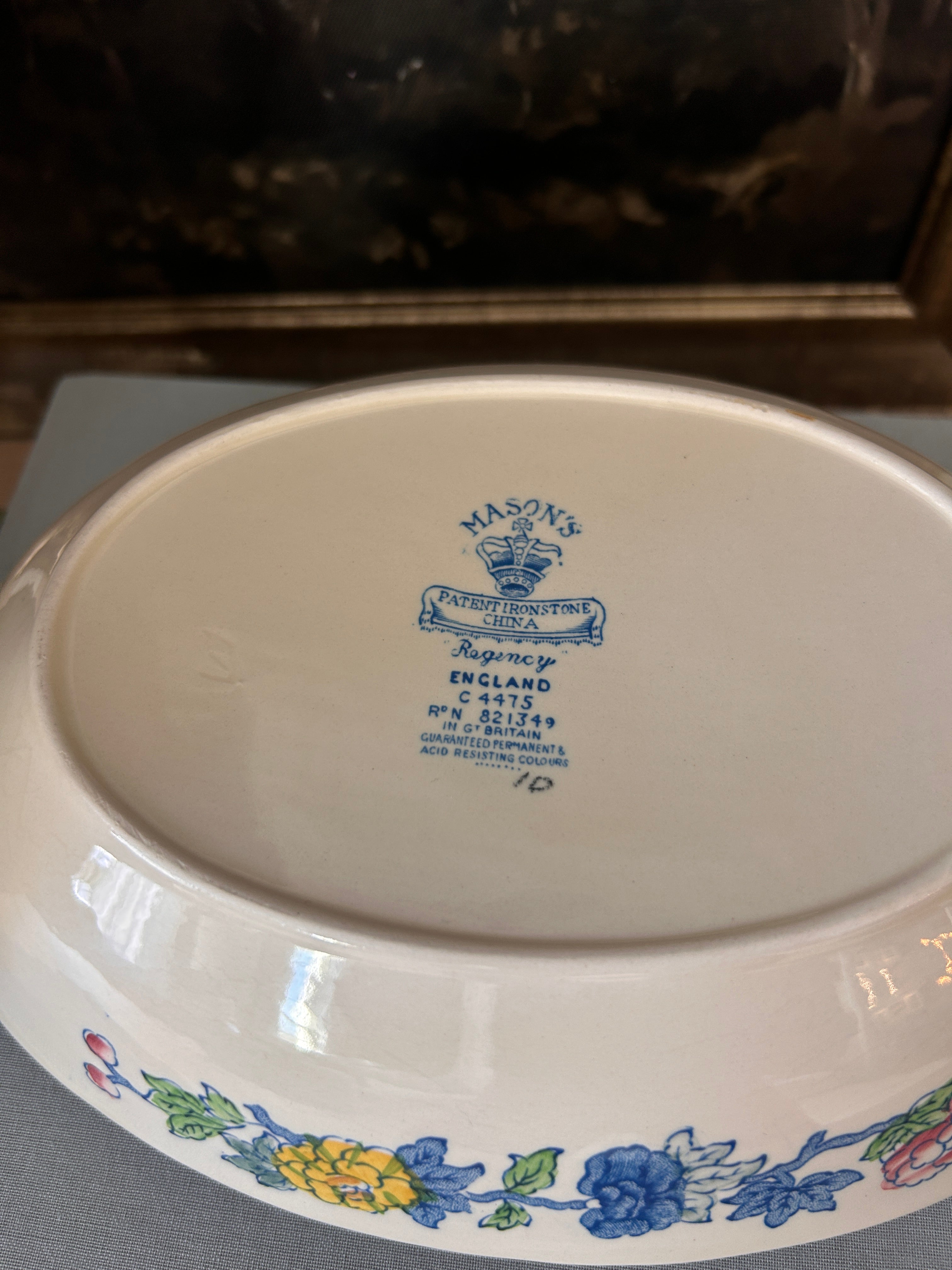 Vintage Mason's Patent English Ironstone Oval Serving Bowl