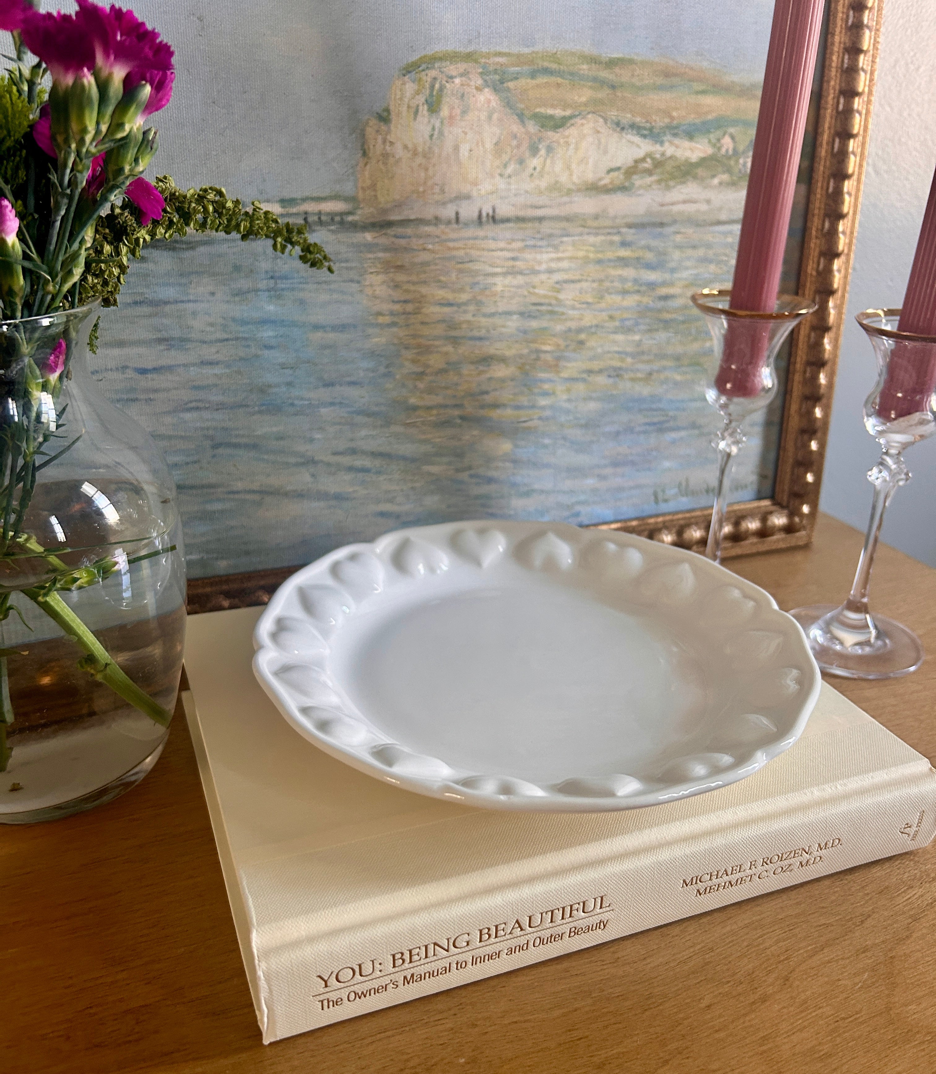 Vintage Tiffany & Co. Italian White Ceramic Heart Rim Plate Catchall