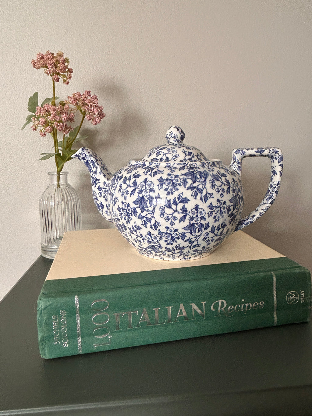Vintage Burgess & Leigh (Burleigh) "May Blossom" Blue and White Teapot