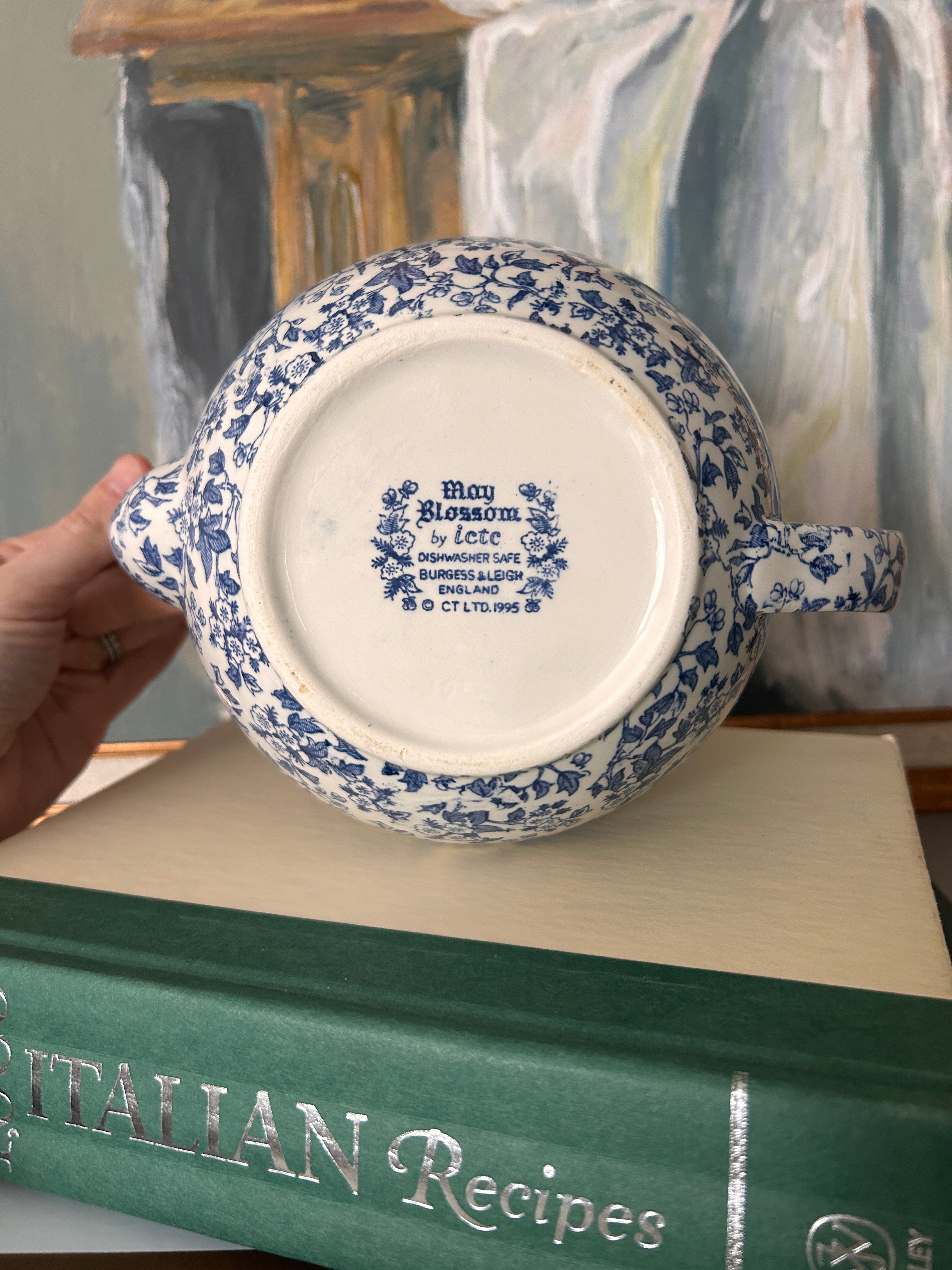 Vintage Burgess & Leigh (Burleigh) "May Blossom" Blue and White Teapot