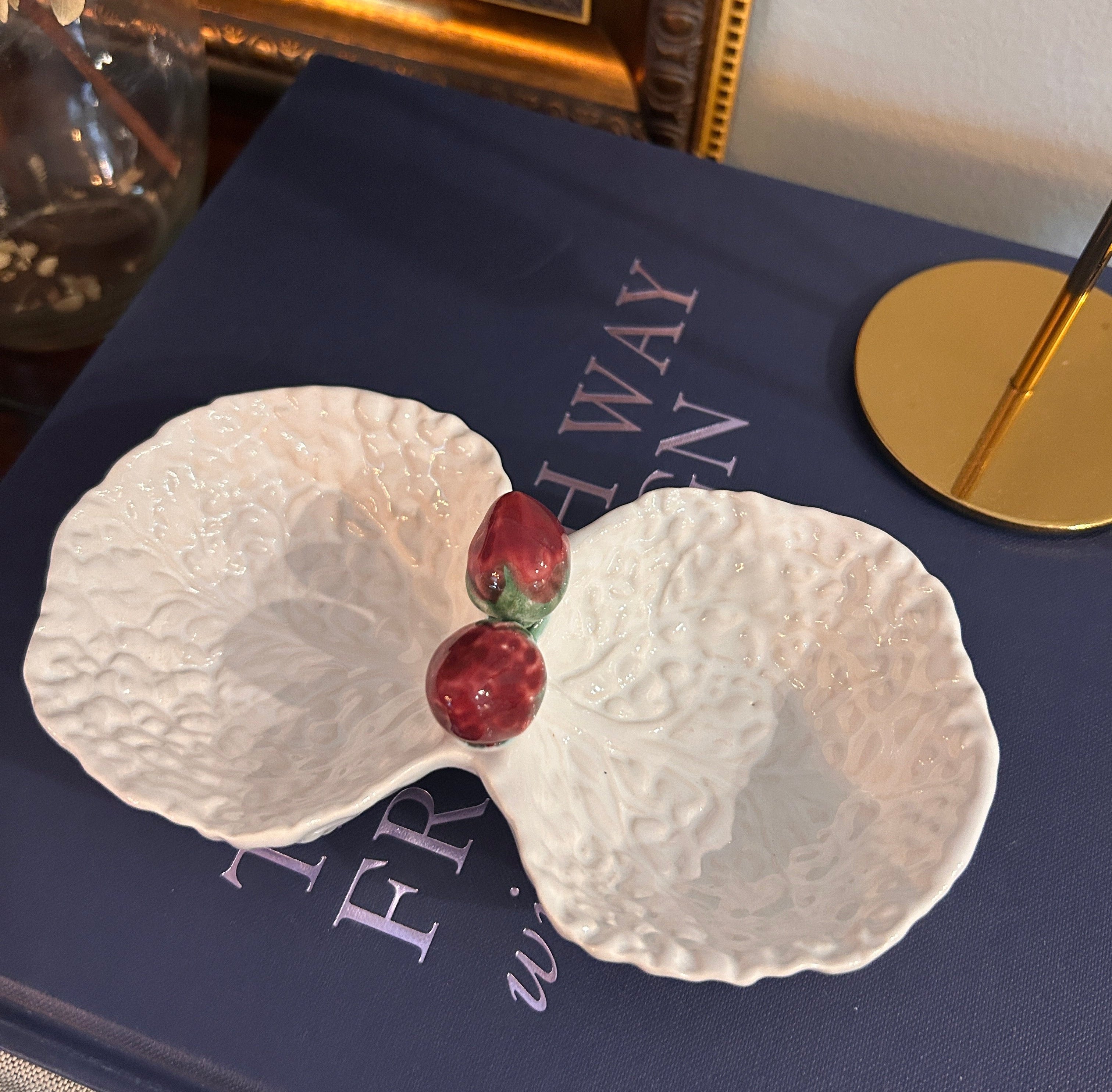 Vintage Bordallo Pinheiro Strawberry Accent Double Dish