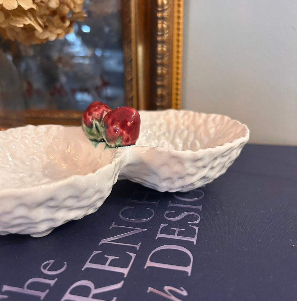 Vintage Bordallo Pinheiro Strawberry Accent Double Dish