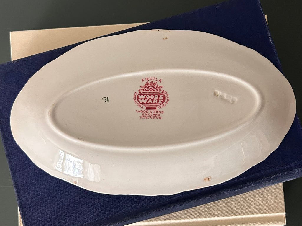 Vintage Wood & Sons England Red Aquila Oval Catchall