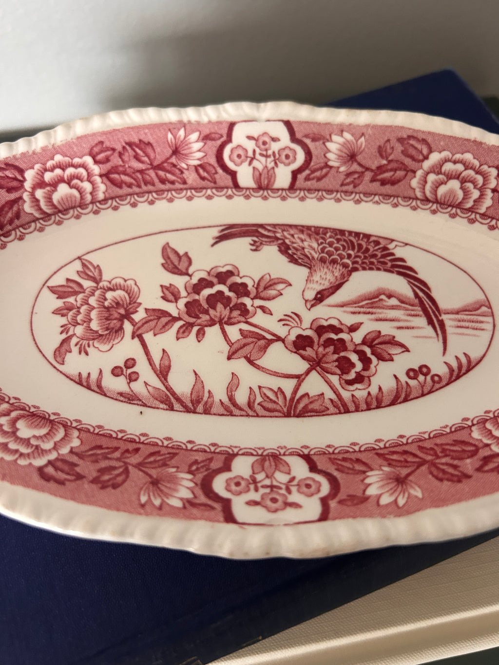 Vintage Wood & Sons England Red Aquila Oval Catchall