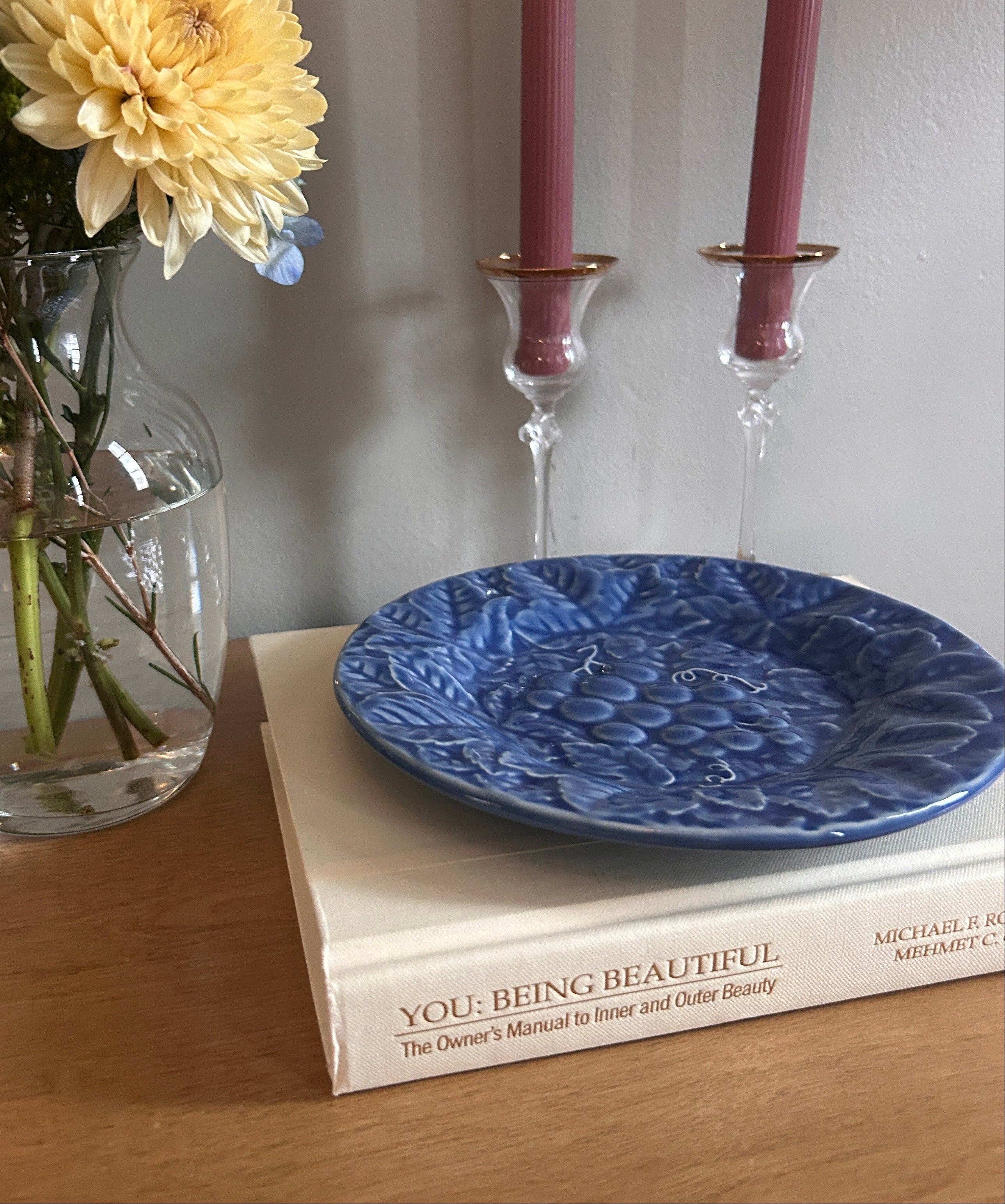 Vintage Bordallo Pinheiro Blue Grape Ceramic Plate