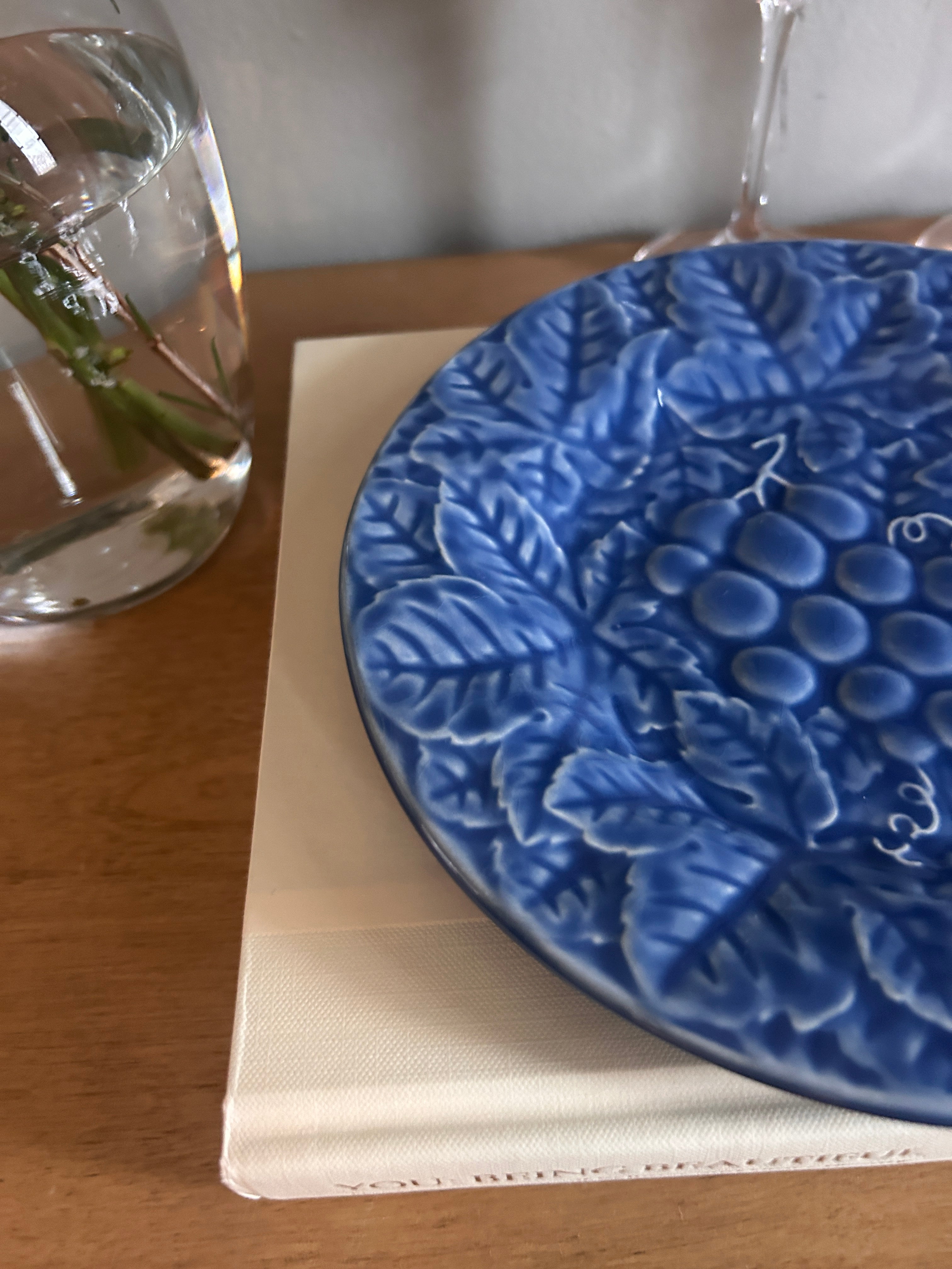 Vintage Bordallo Pinheiro Blue Grape Ceramic Plate