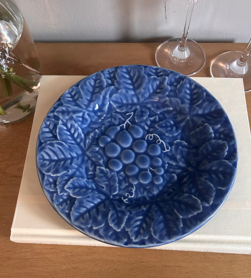 Vintage Bordallo Pinheiro Blue Grape Ceramic Plate