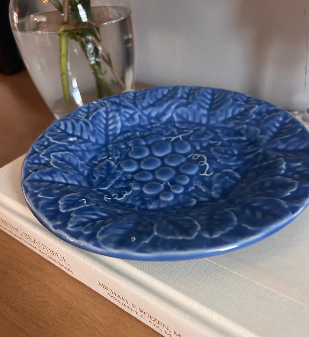 Vintage Bordallo Pinheiro Blue Grape Ceramic Plate