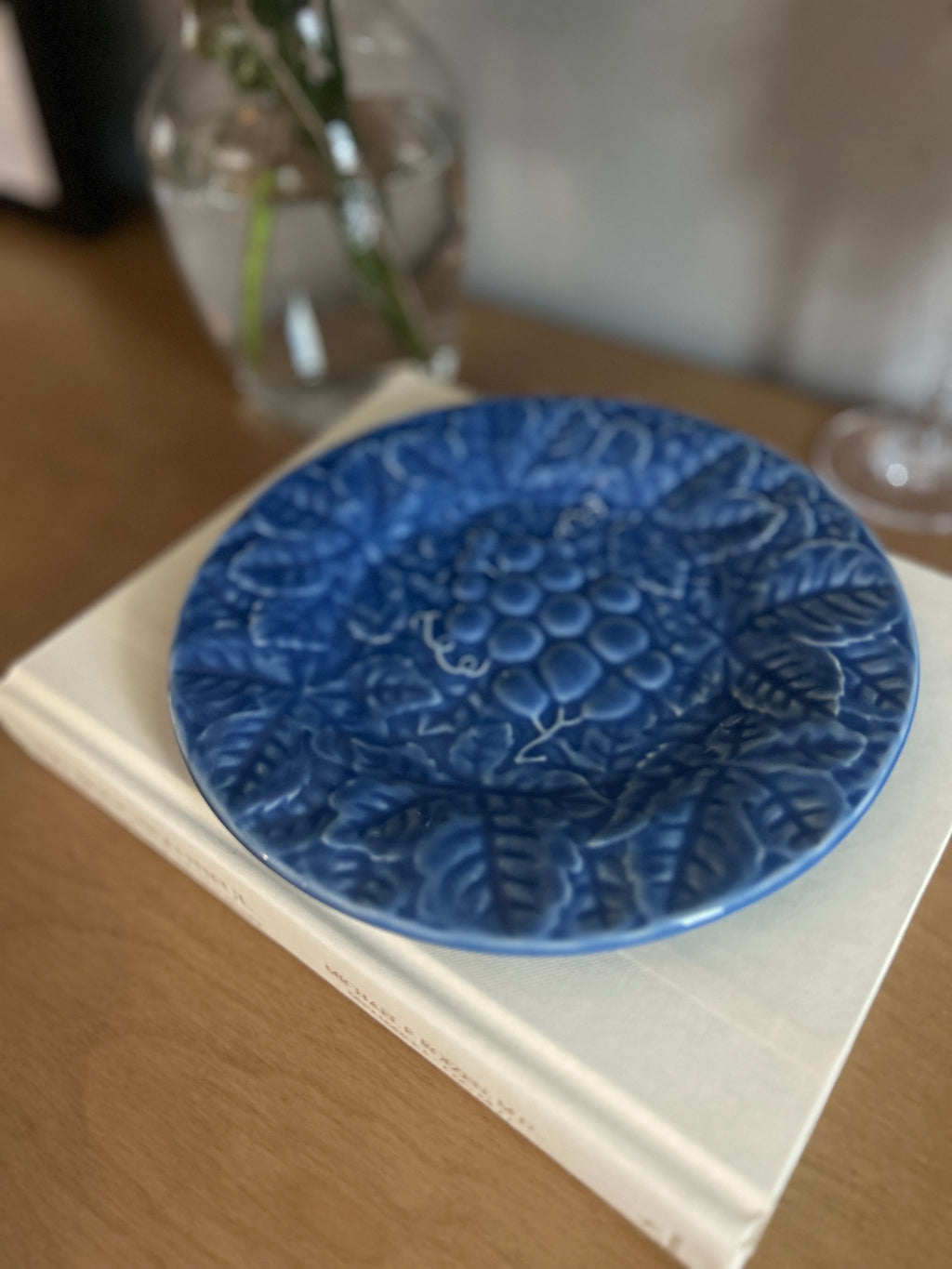Vintage Bordallo Pinheiro Blue Grape Ceramic Plate