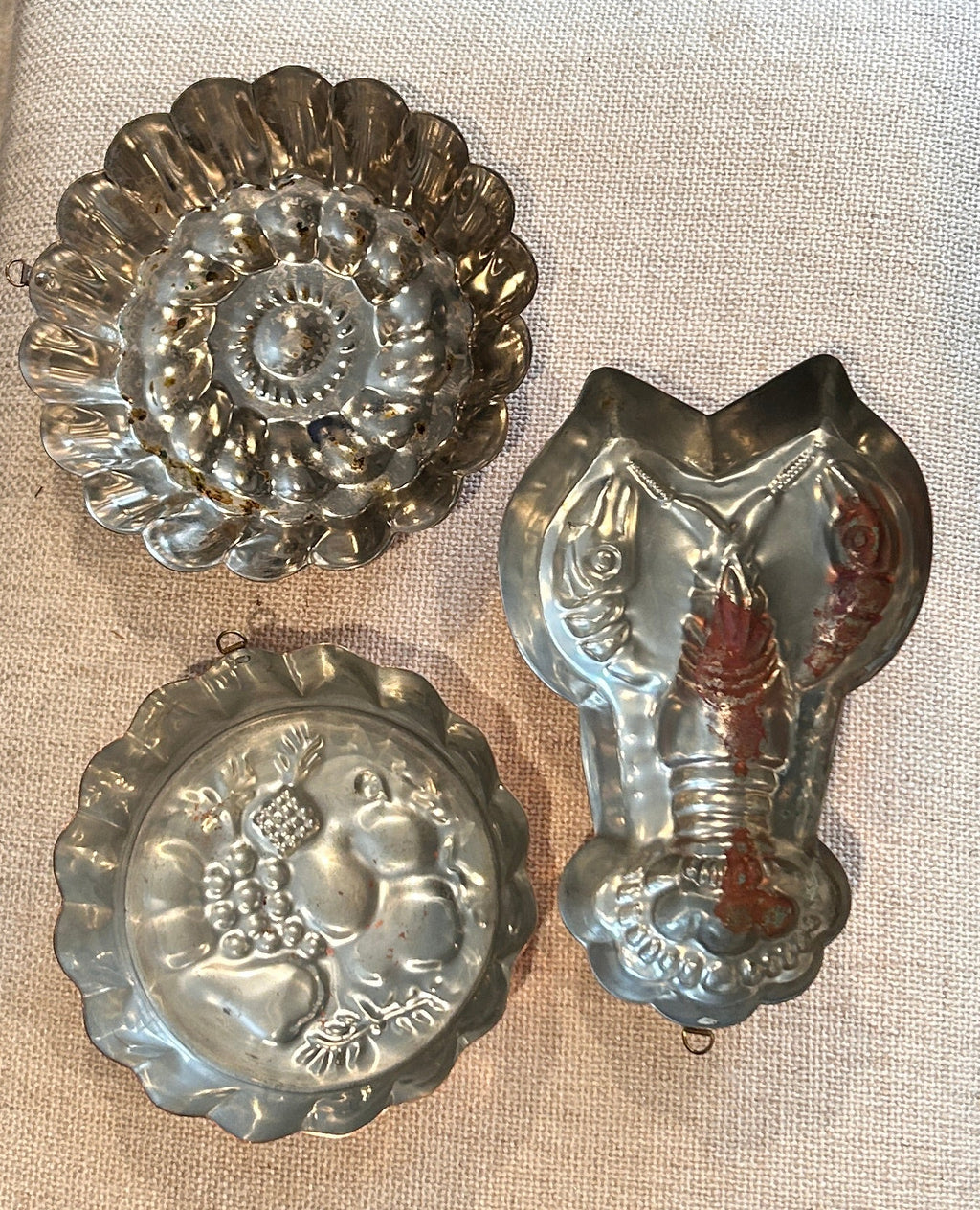 Vintage Copper Clad Kitchen Wall Molds- Set of 3