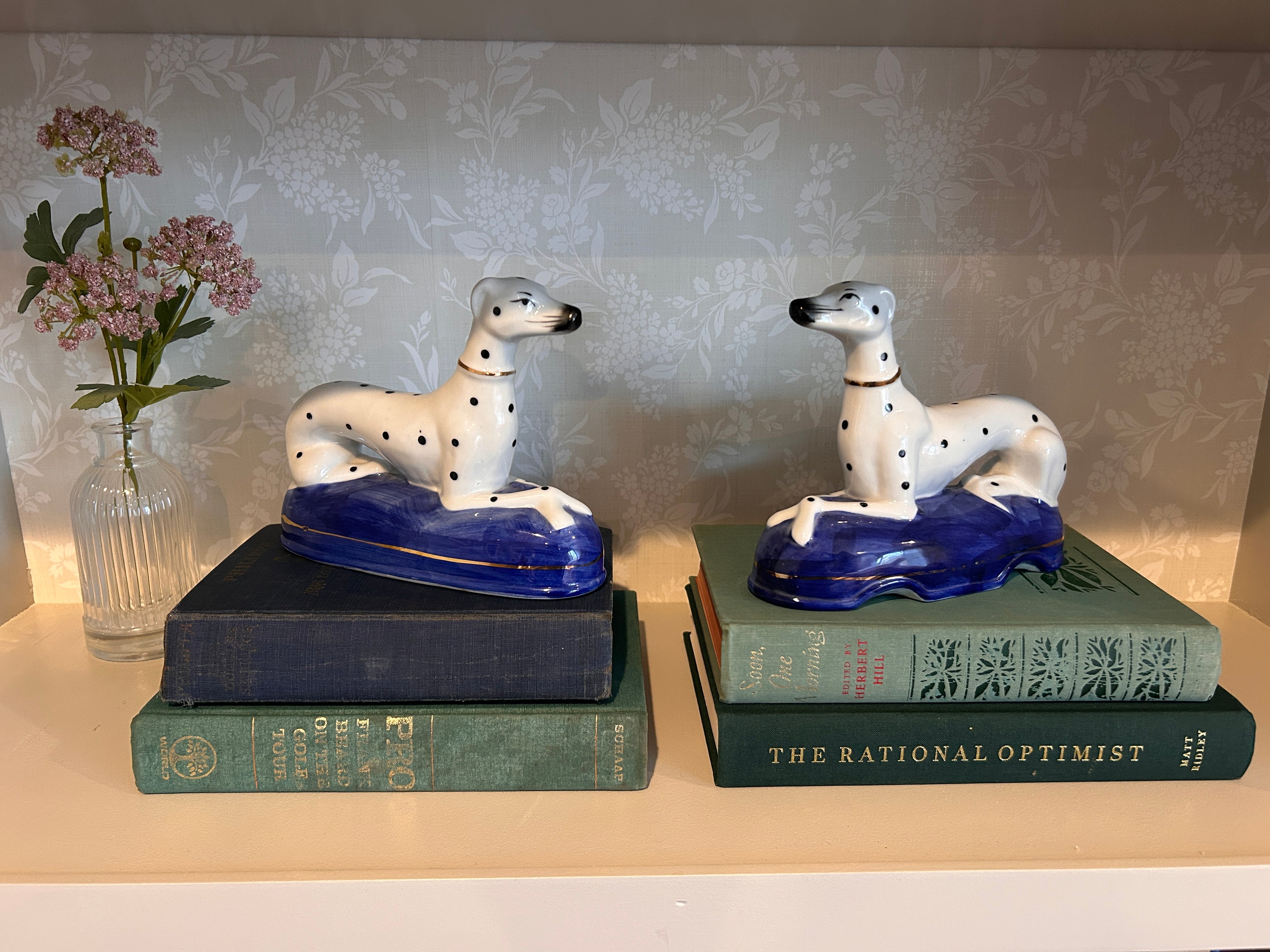 Vintage Staffordshire Style Recumbent Dalmatian Pair