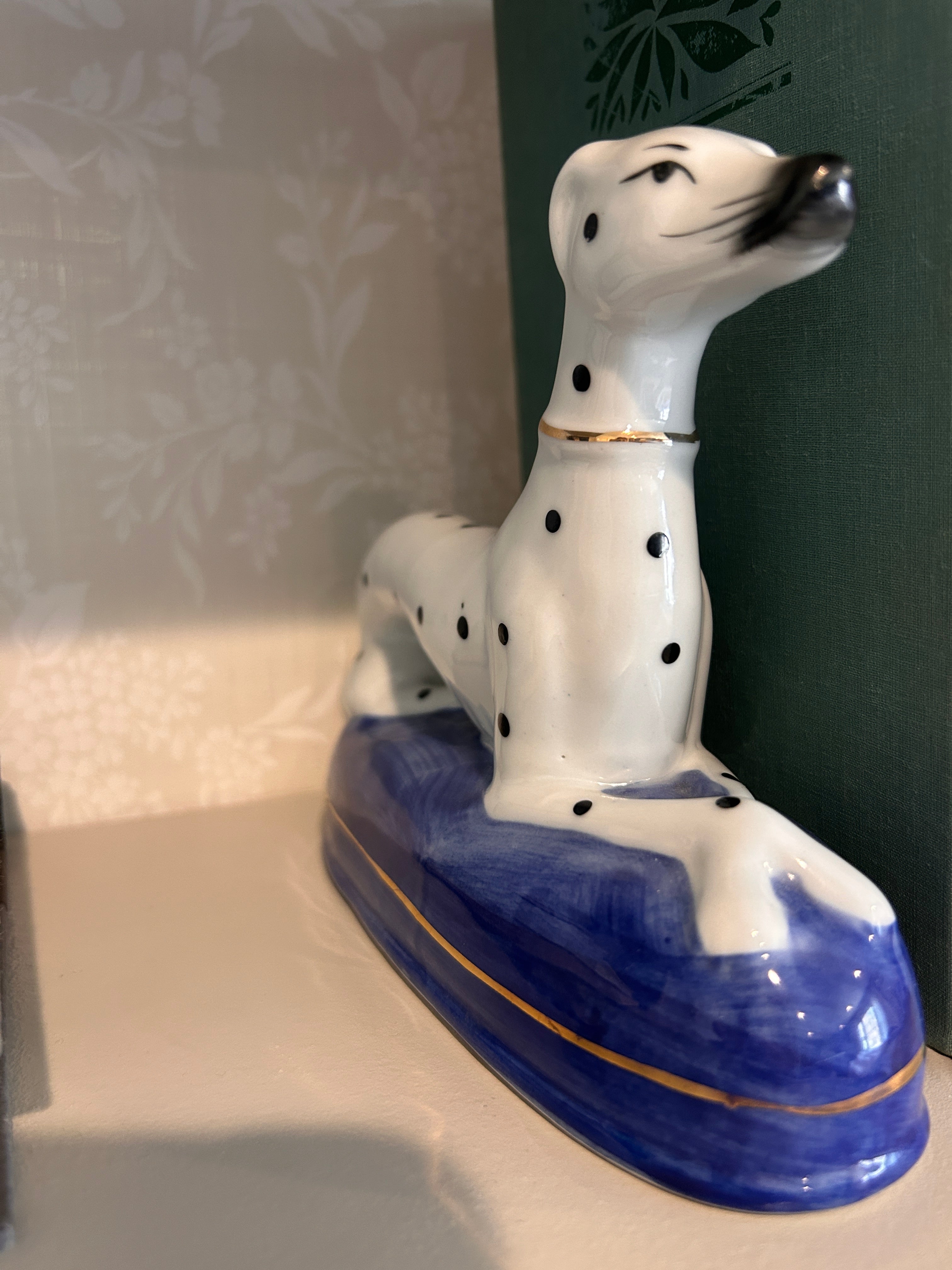 Vintage Staffordshire Style Recumbent Dalmatian Pair