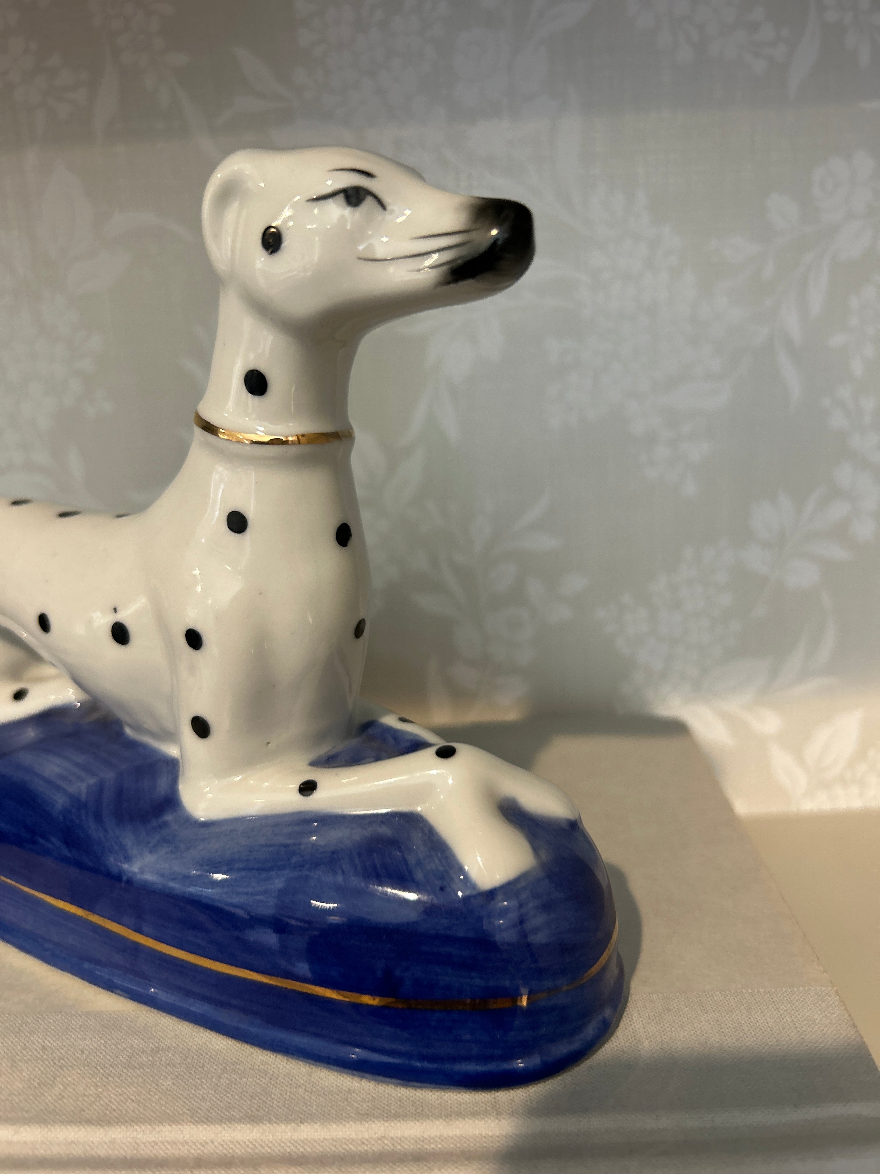 Vintage Staffordshire Style Recumbent Dalmatian Pair
