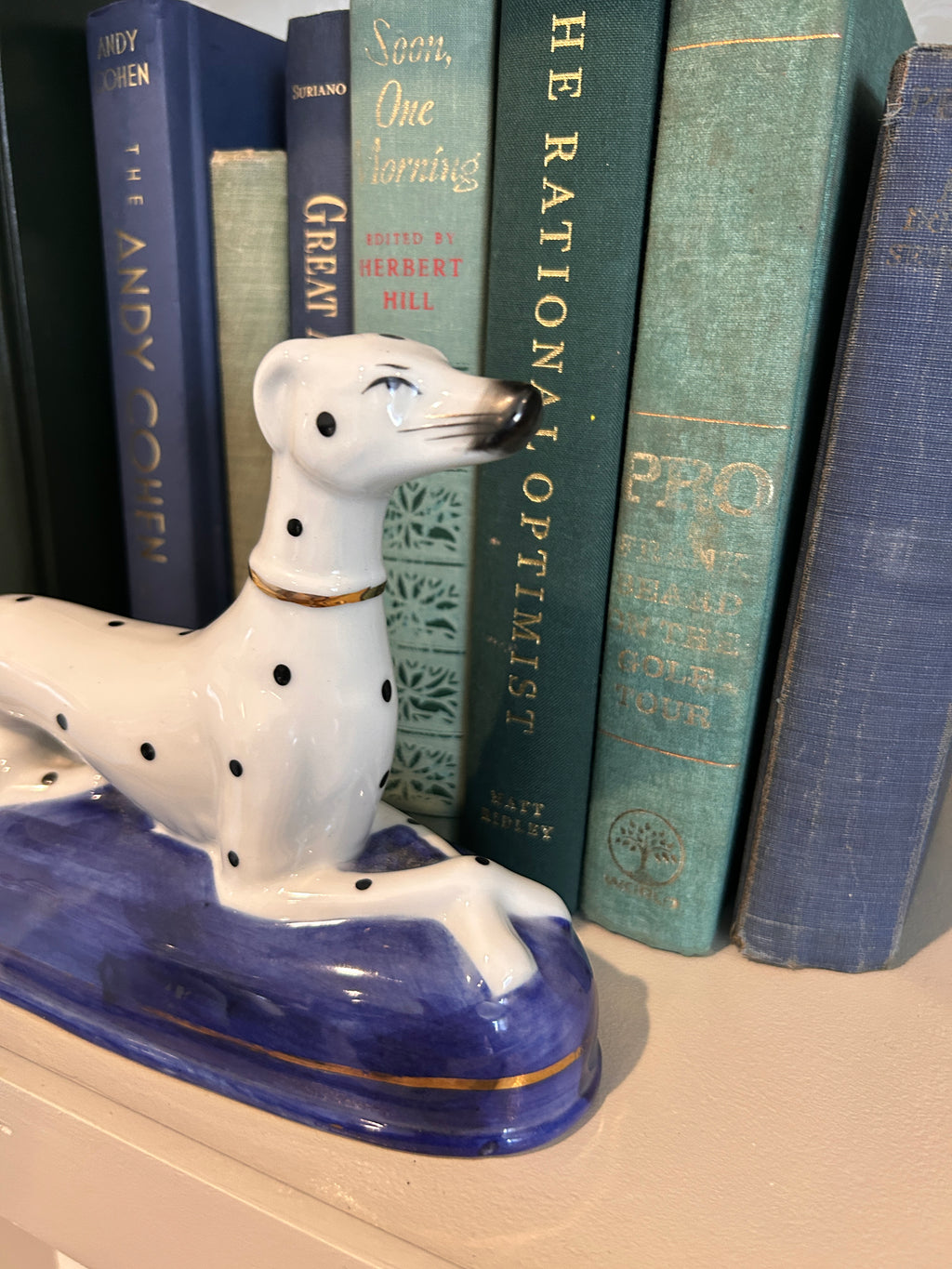 Vintage Staffordshire Style Recumbent Dalmatian Pair