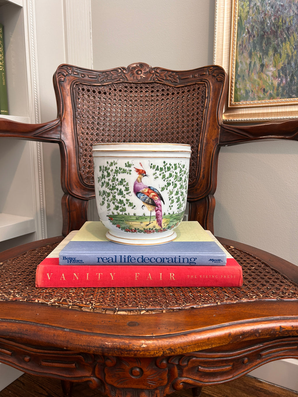 Vintage Chelsea Bird Porcelain Planter