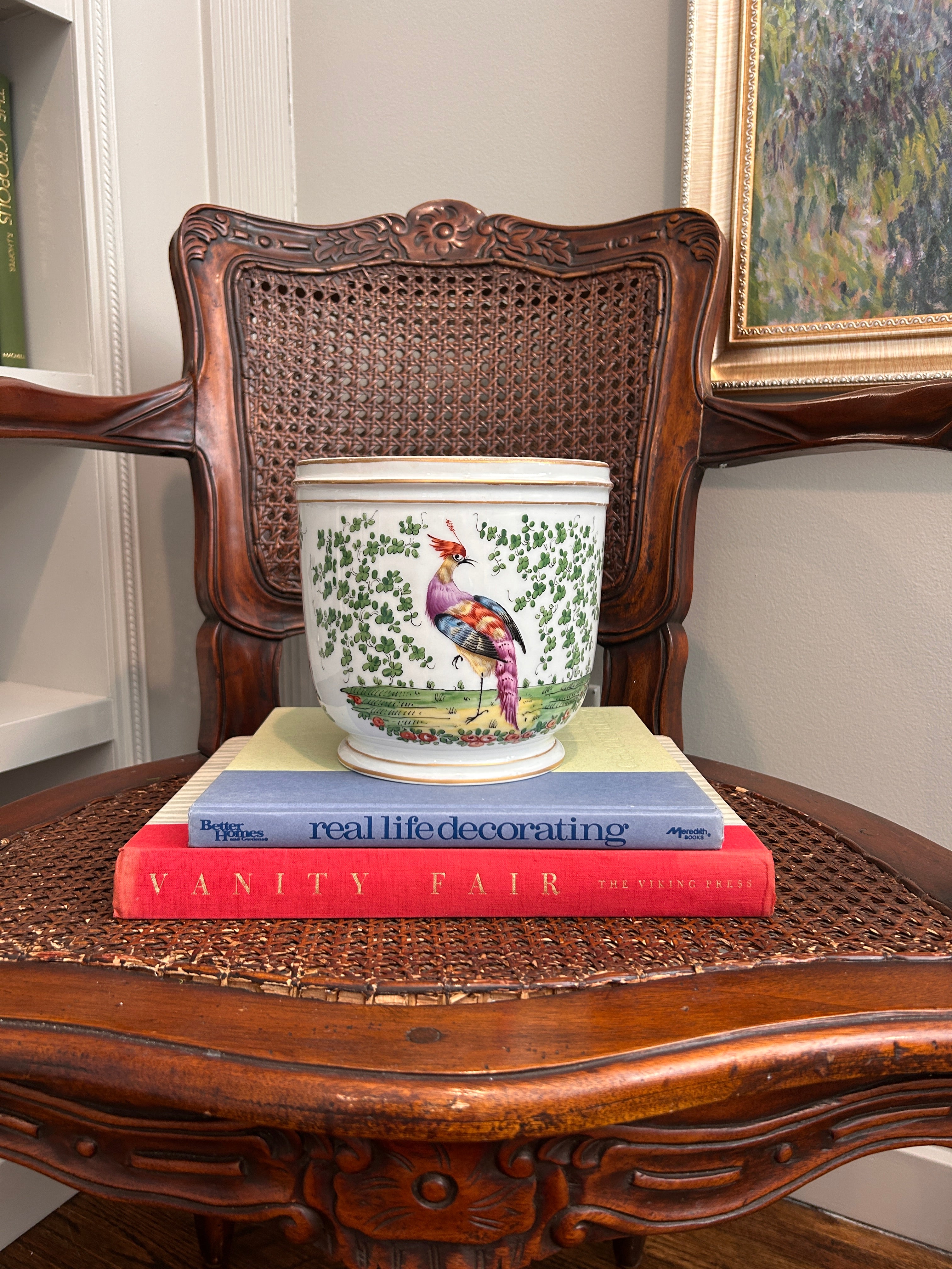 Vintage Chelsea Bird Porcelain Planter