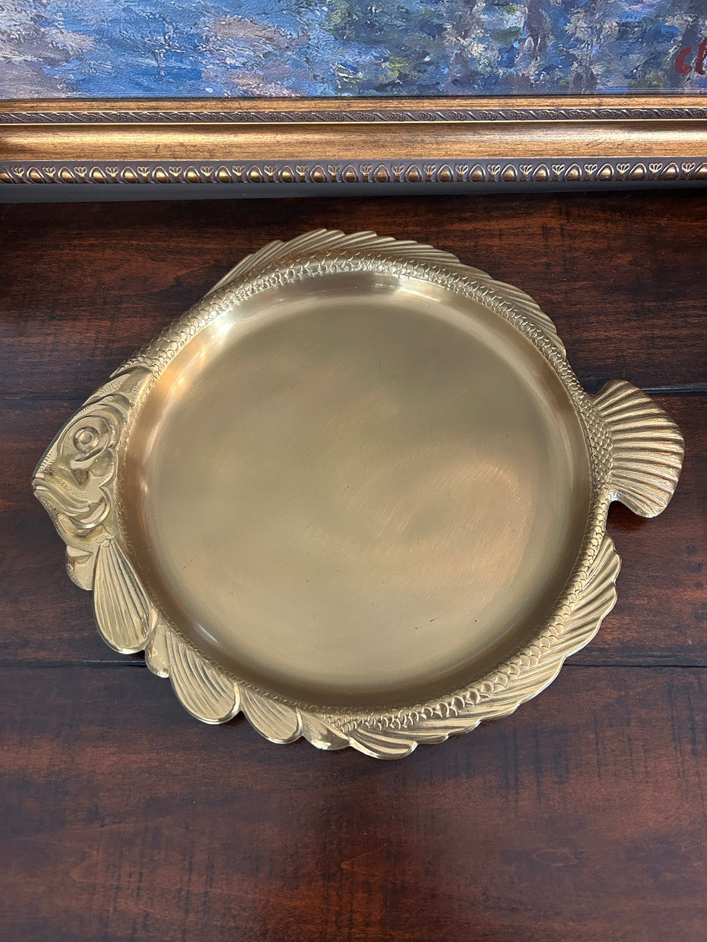 Vintage Brass Fish Tray Serving Dish