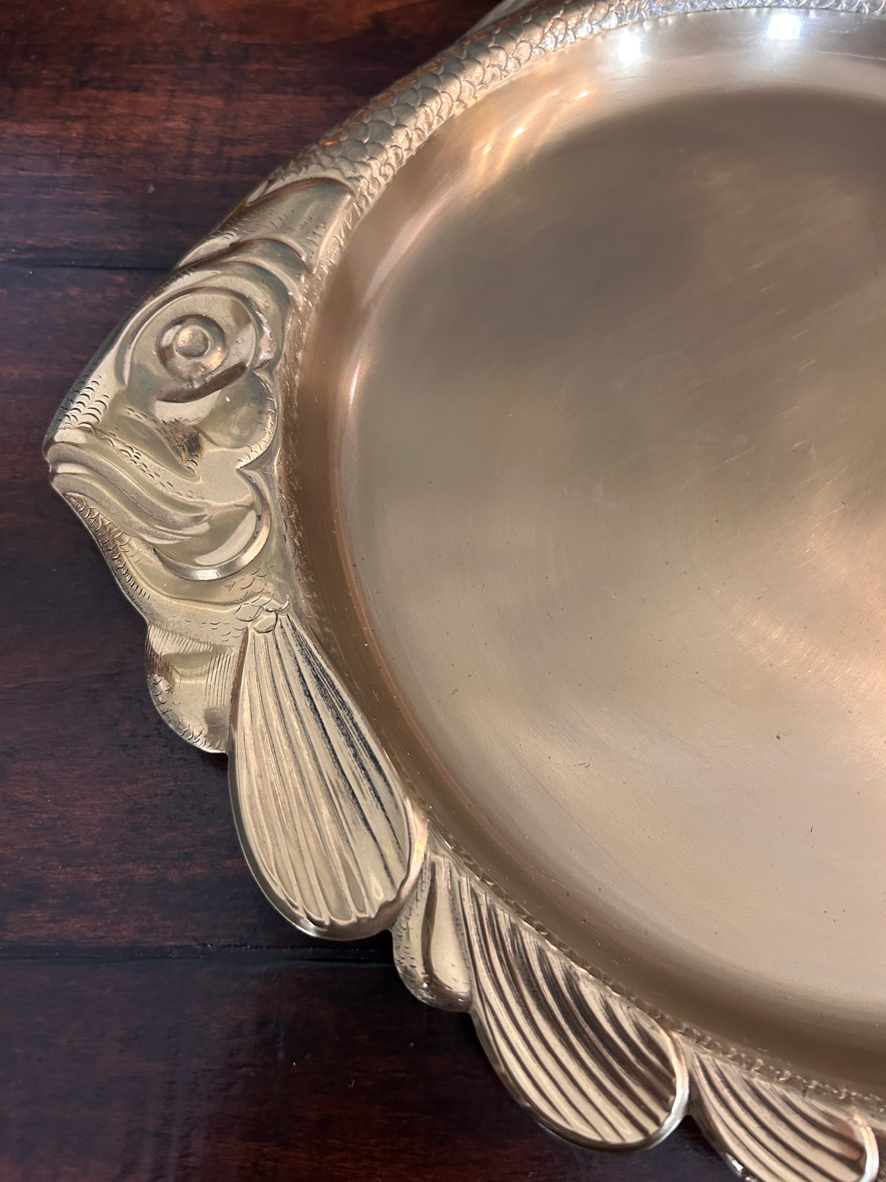 Vintage Brass Fish Tray Serving Dish