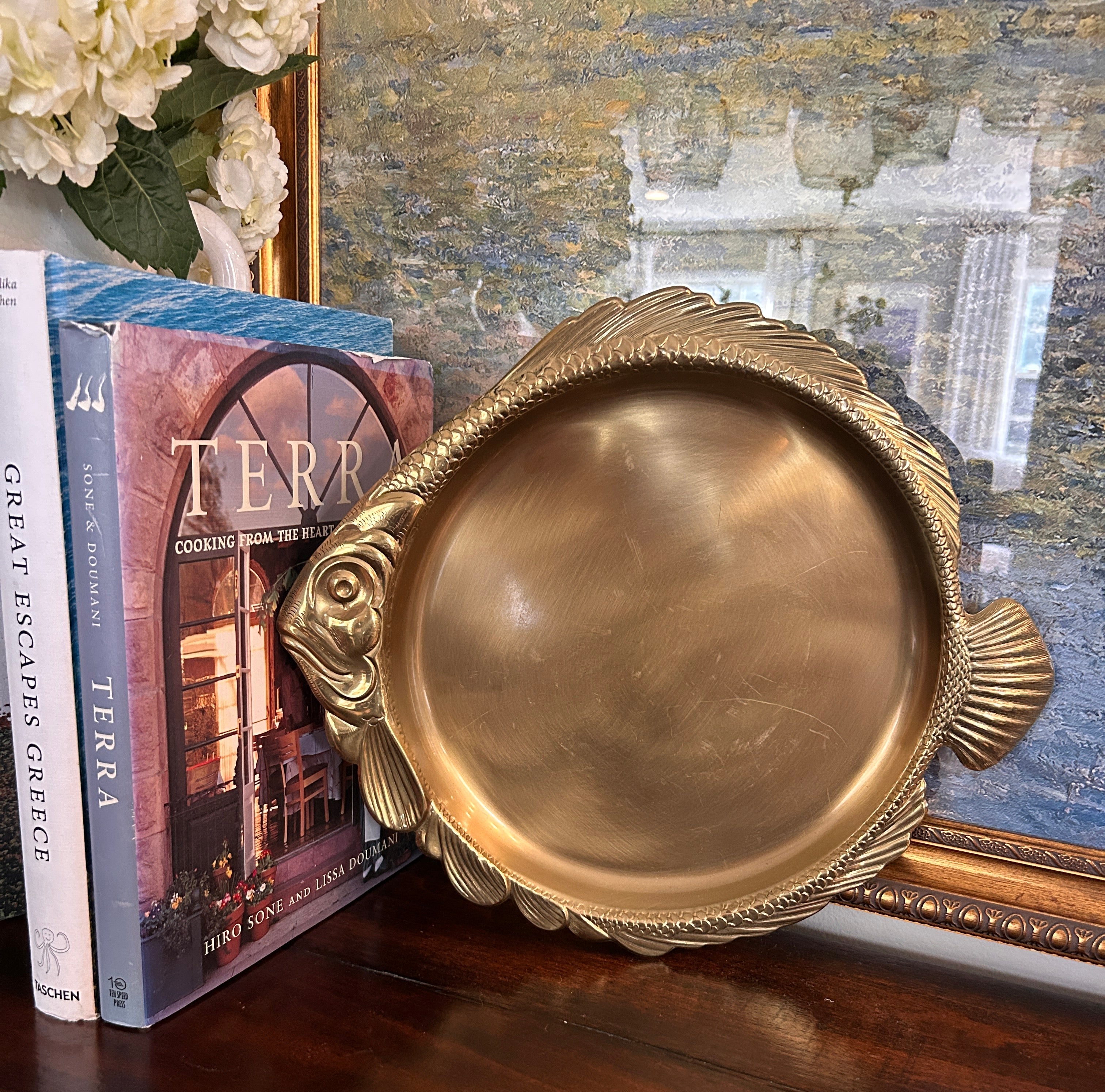 Vintage Brass Fish Tray Serving Dish