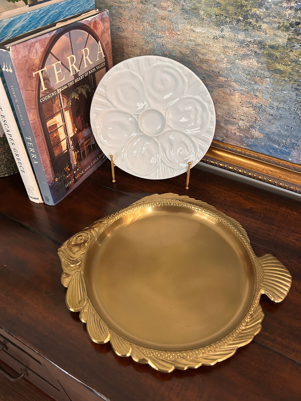 Vintage Brass Fish Tray Serving Dish