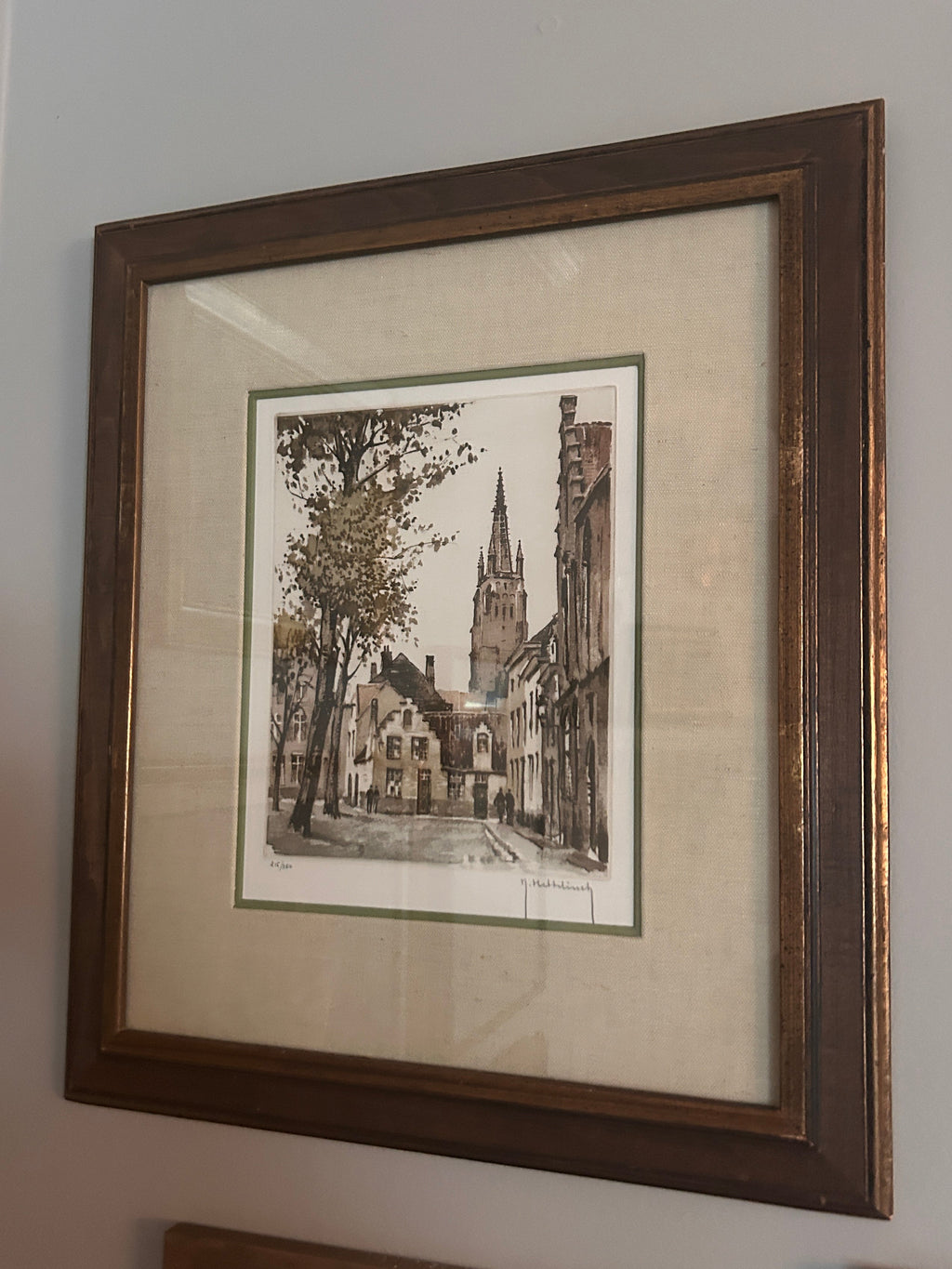 Vintage Limited Edition Signed Lithograph- Bruges Belgium City Scene