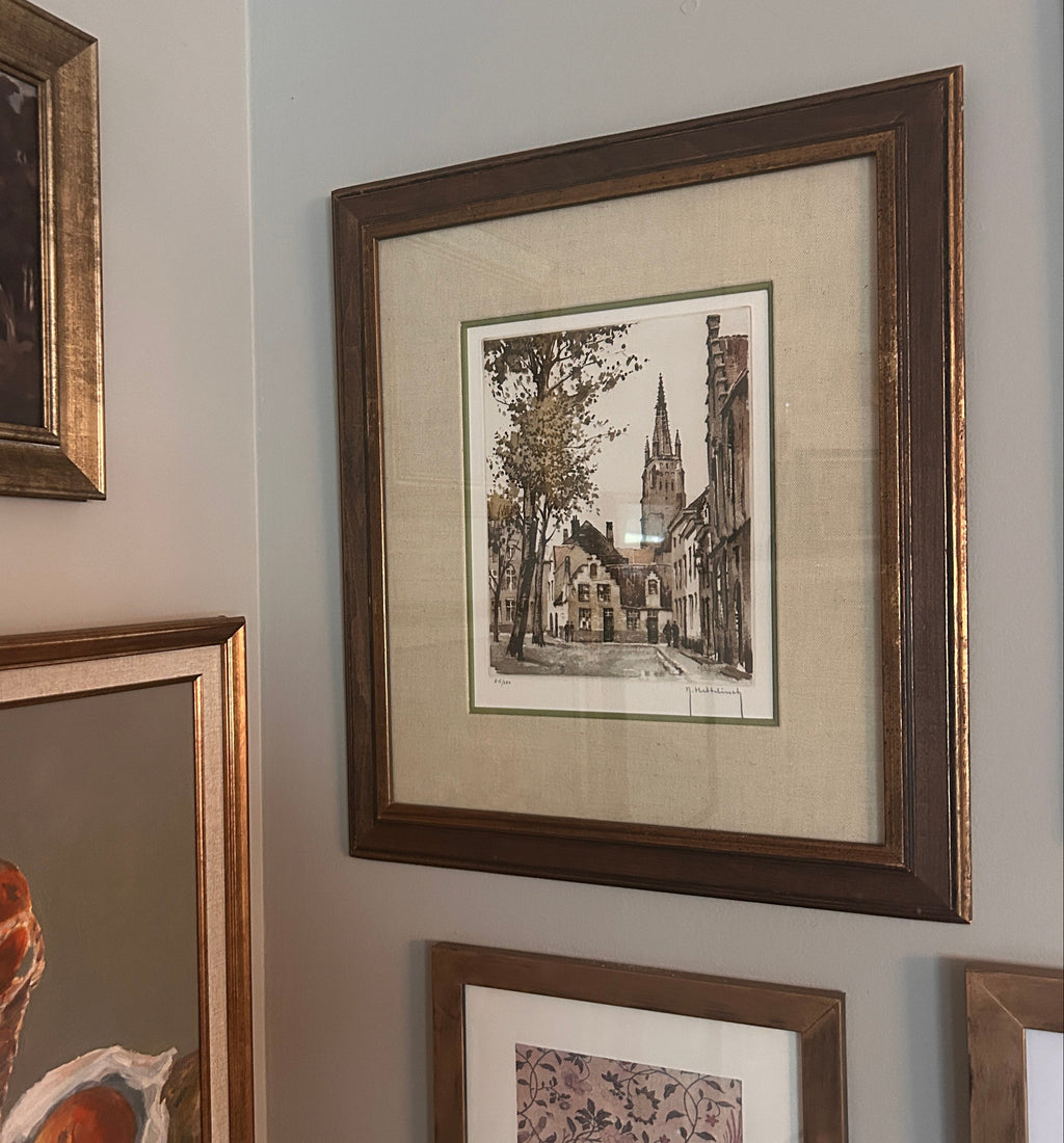 Vintage Limited Edition Signed Lithograph- Bruges Belgium City Scene