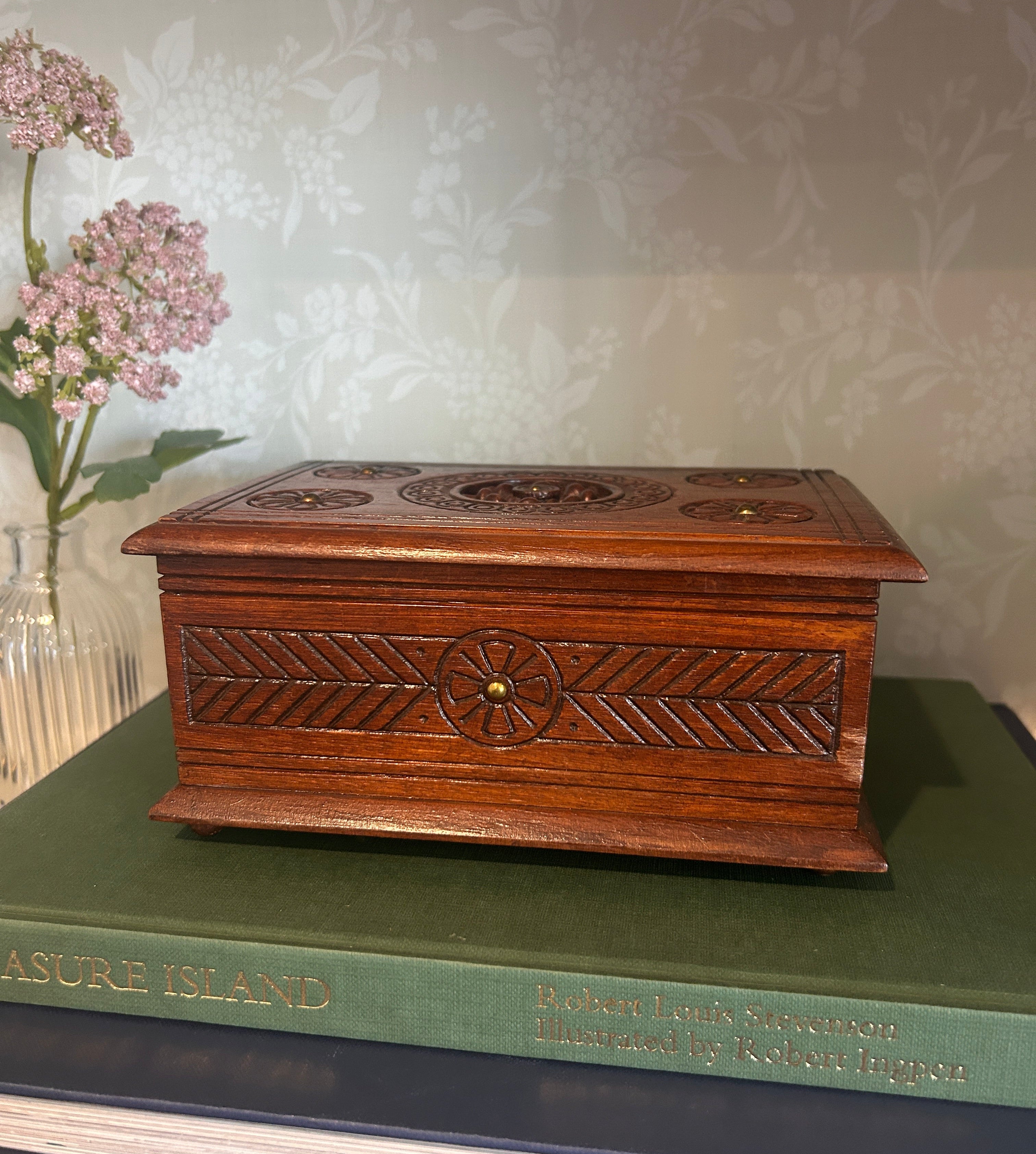 Vintage French Wooden Musical Trinket Box (Non-Working)
