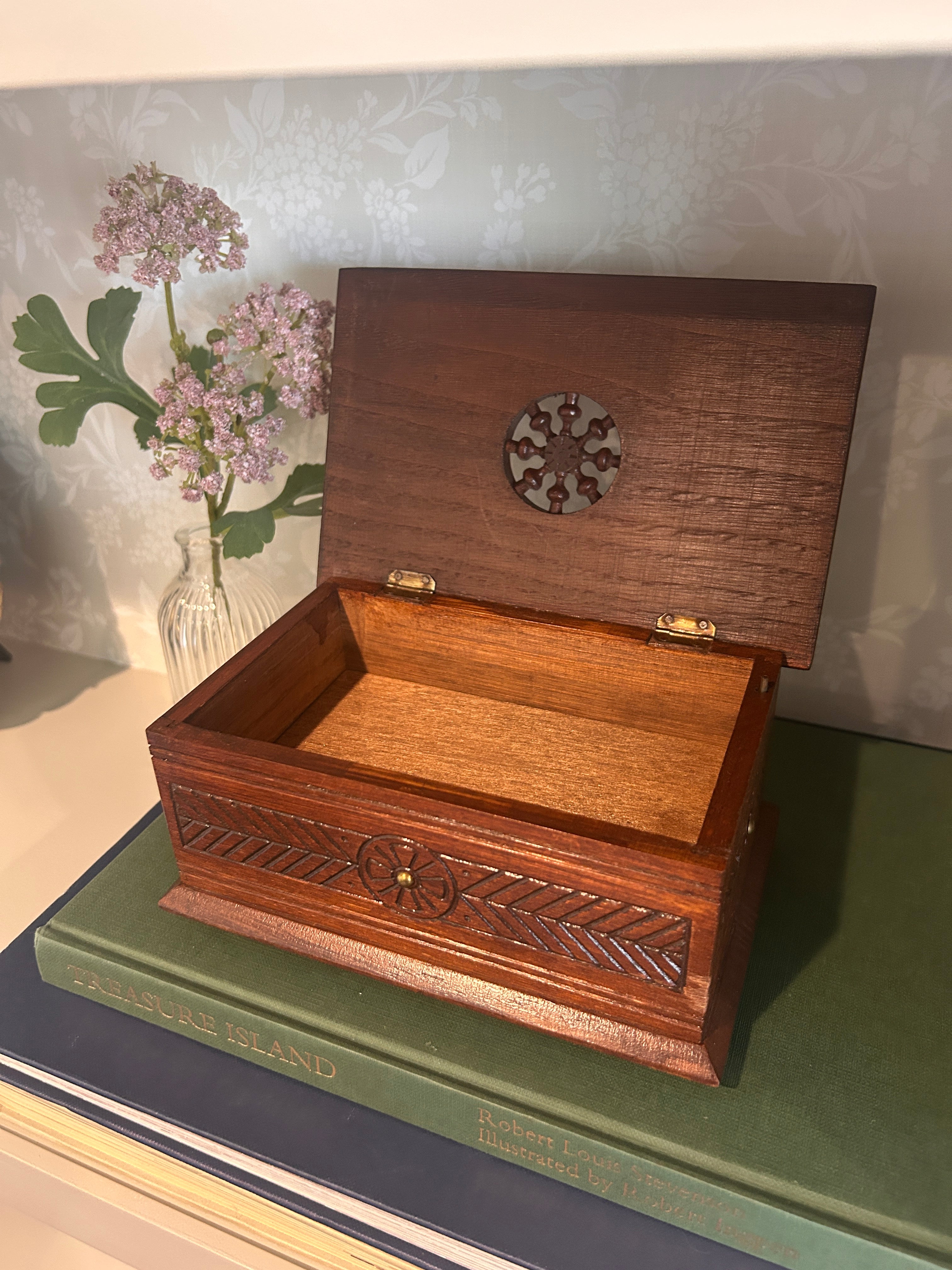 Vintage French Wooden Musical Trinket Box (Non-Working)