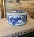 Vintage Blue and White Porcelain Floral Lidded Canister