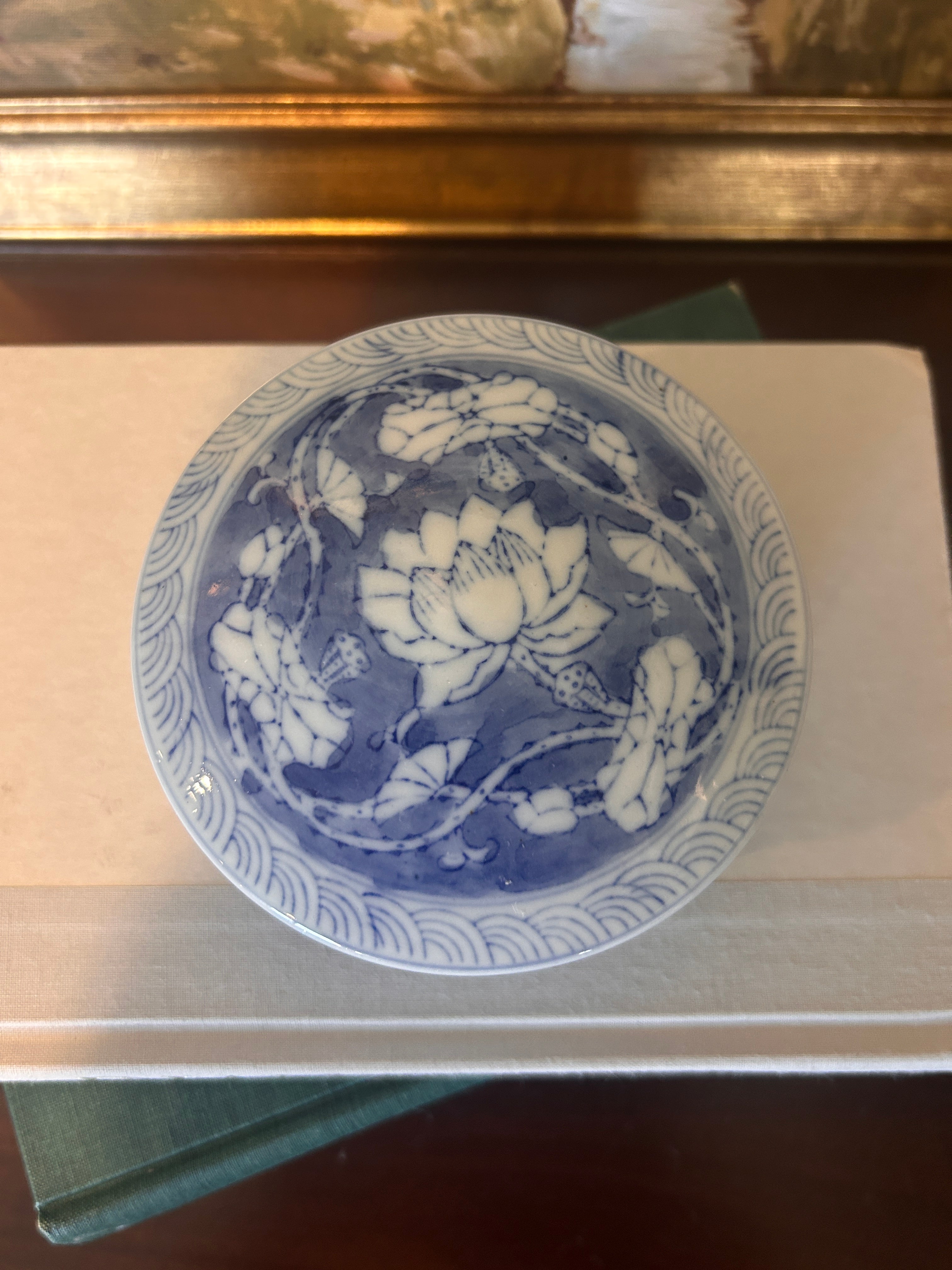Vintage Blue and White Porcelain Floral Lidded Canister