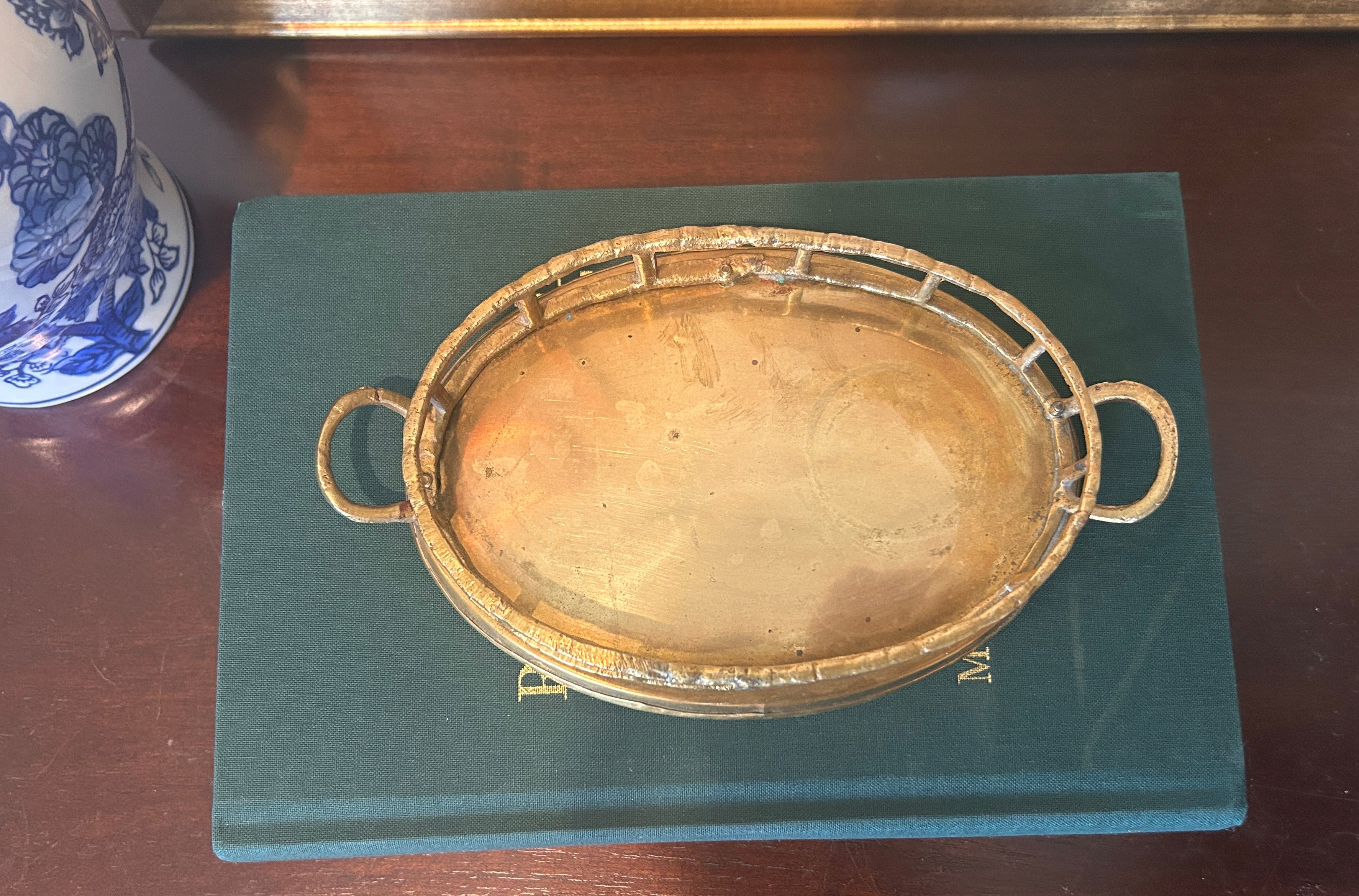 Vintage Brass Oval Catchall Trinket Dish