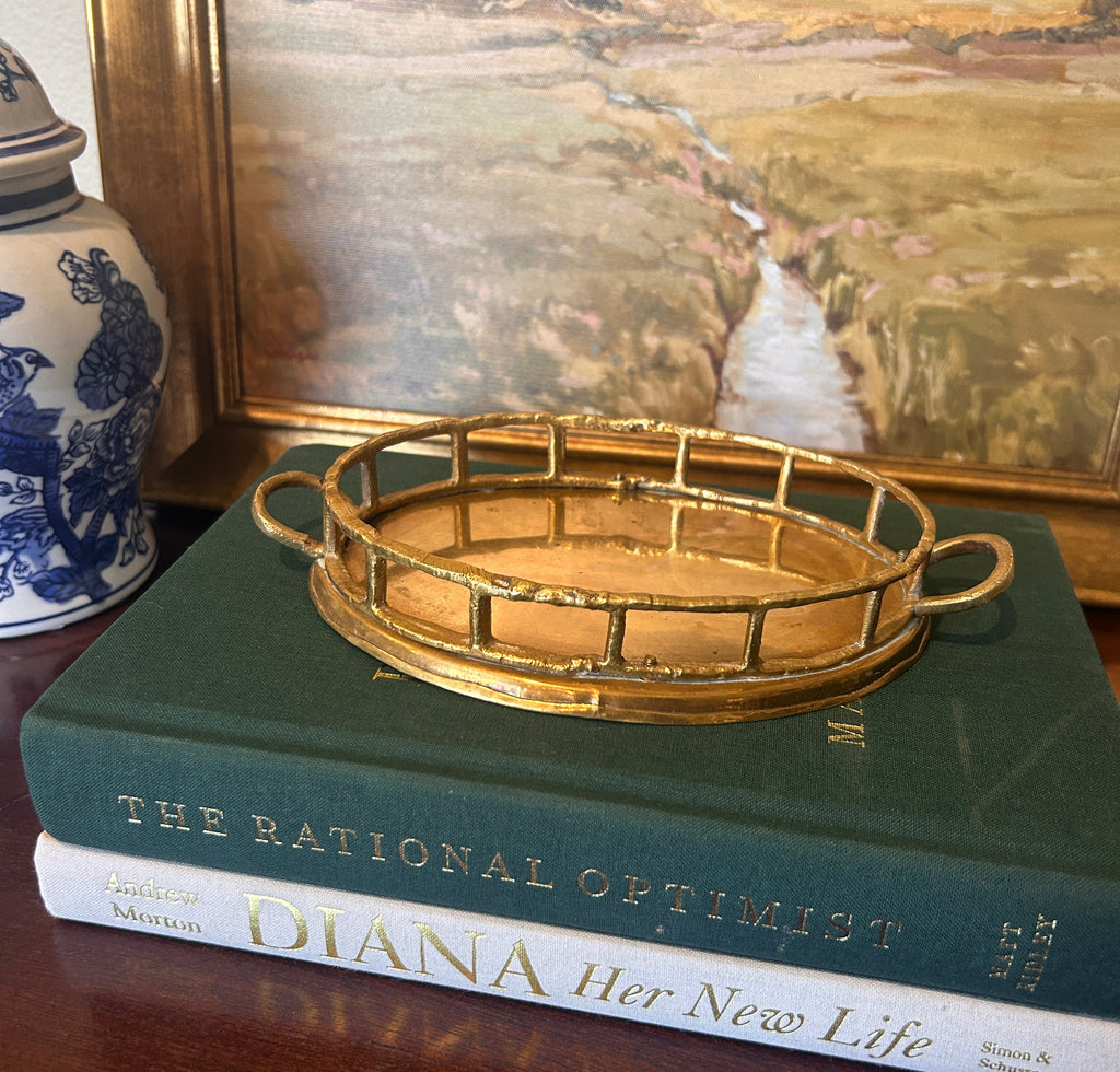 Vintage Brass Oval Catchall Trinket Dish
