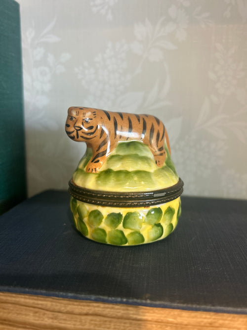 Vintage Bengal Tiger Hinged Trinket Box