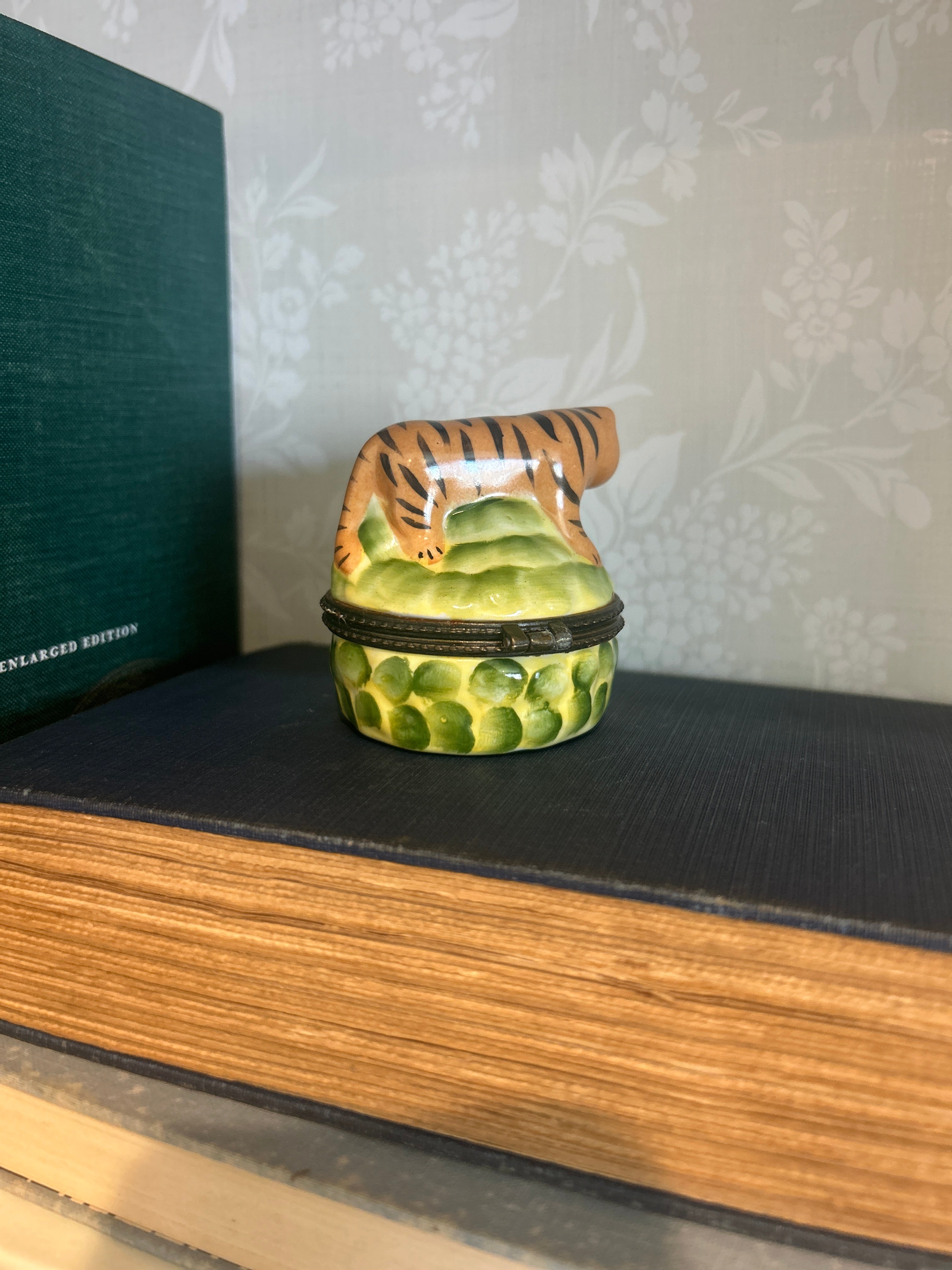 Vintage Bengal Tiger Hinged Trinket Box