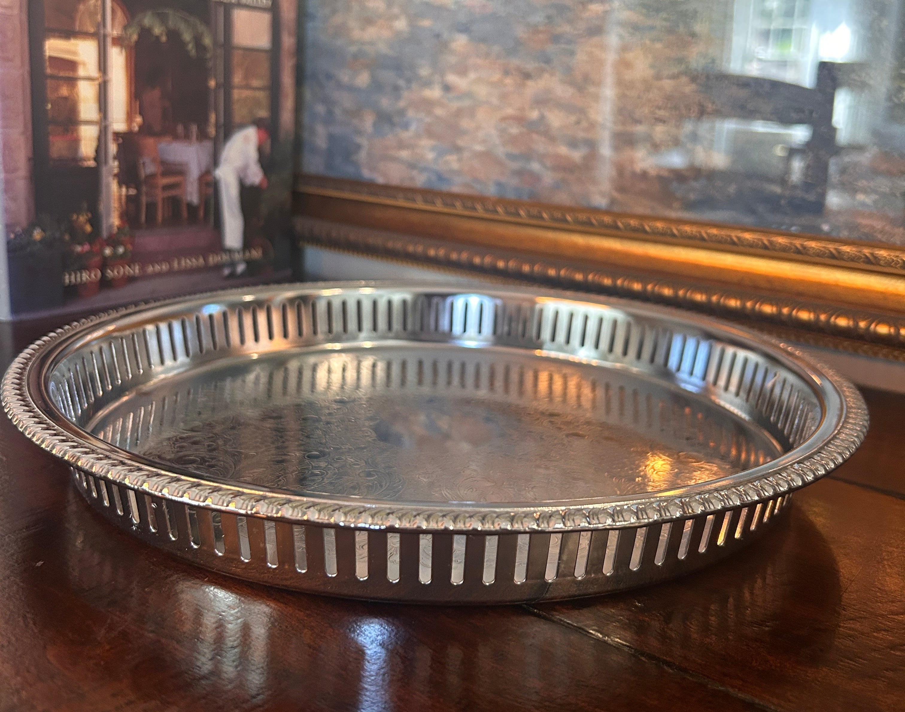 Vintage Silverplate Pierced Gallery Edge Tray