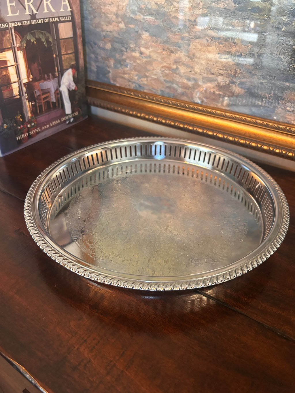 Vintage Silverplate Pierced Gallery Edge Tray