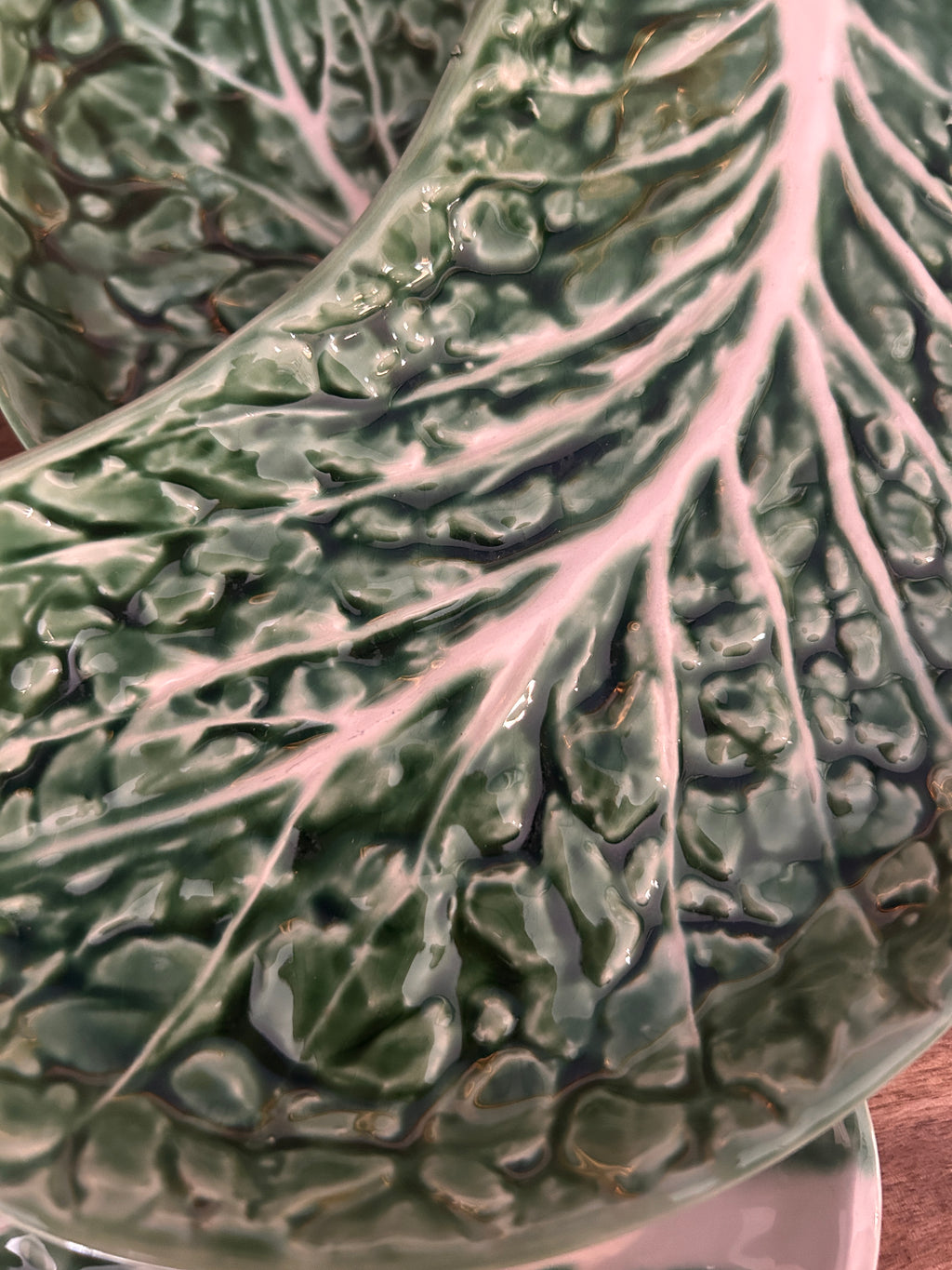 Vintage Majolica Secla Green Crescent Cabbage Plates- Set of 4