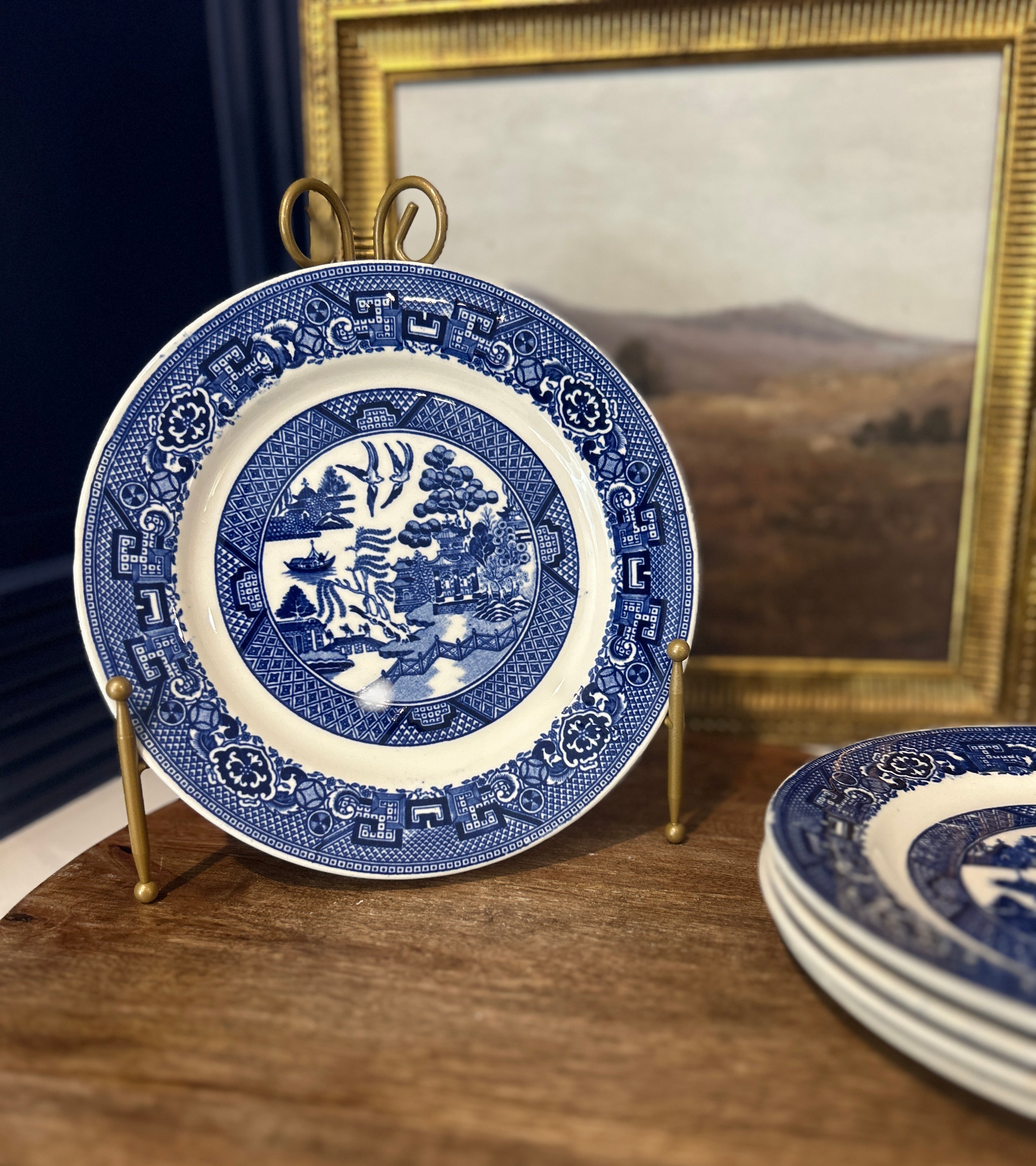 Vintage Homer Laughlin Blue Willow Plates- Set of 5