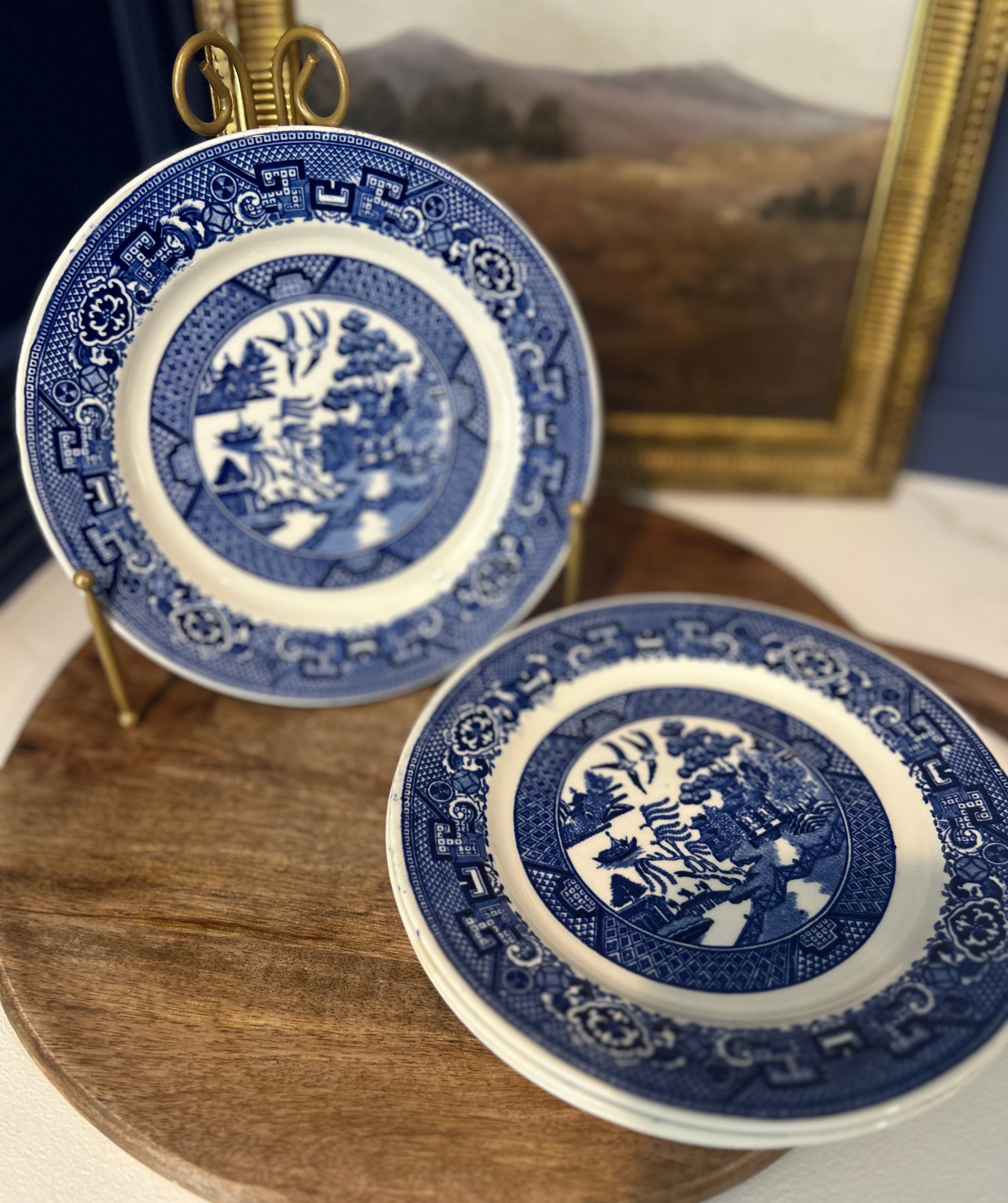Vintage Homer Laughlin Blue Willow Plates- Set of 5