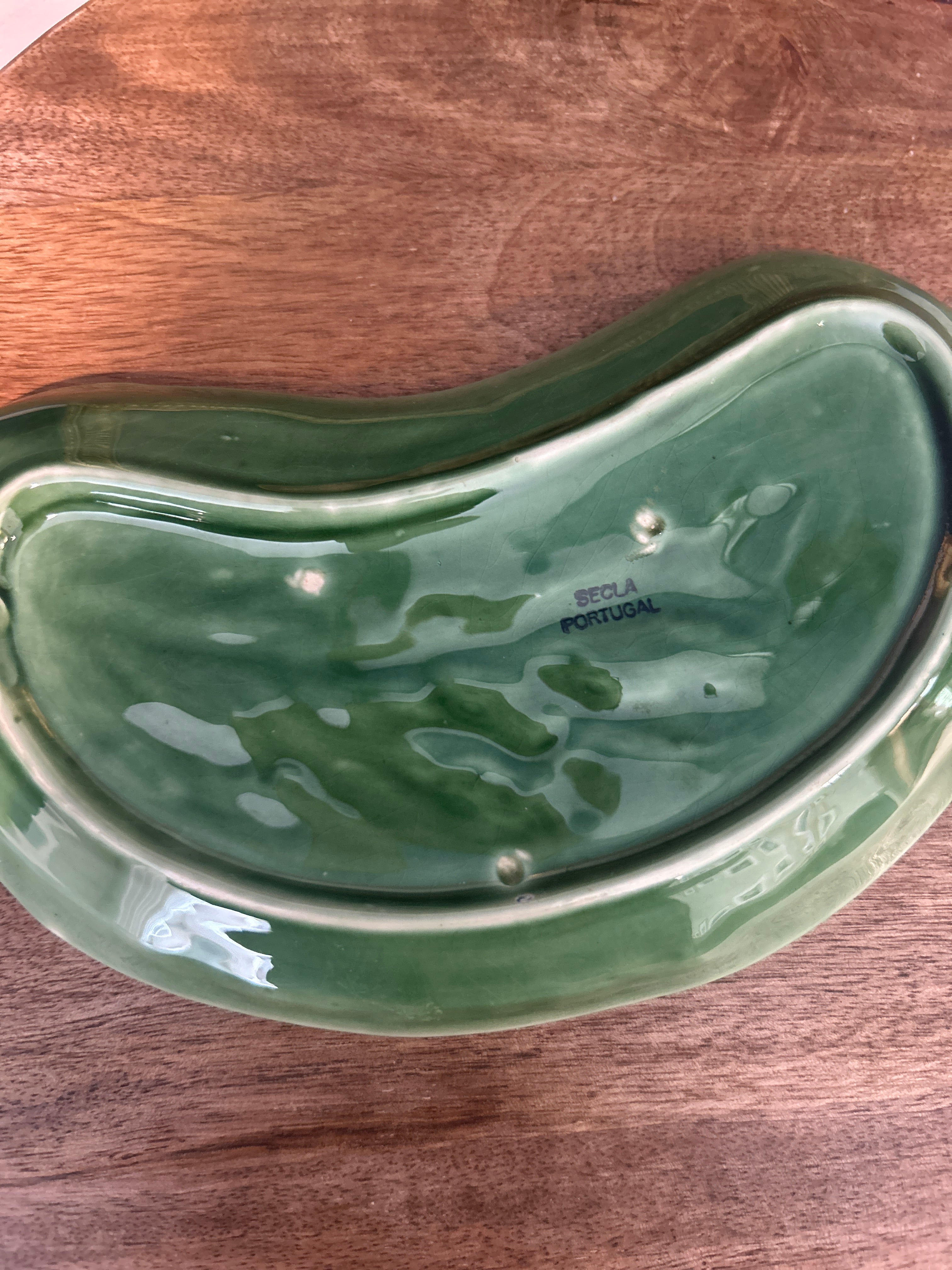 Vintage Majolica Secla Green Crescent Cabbage Plates- Set of 4